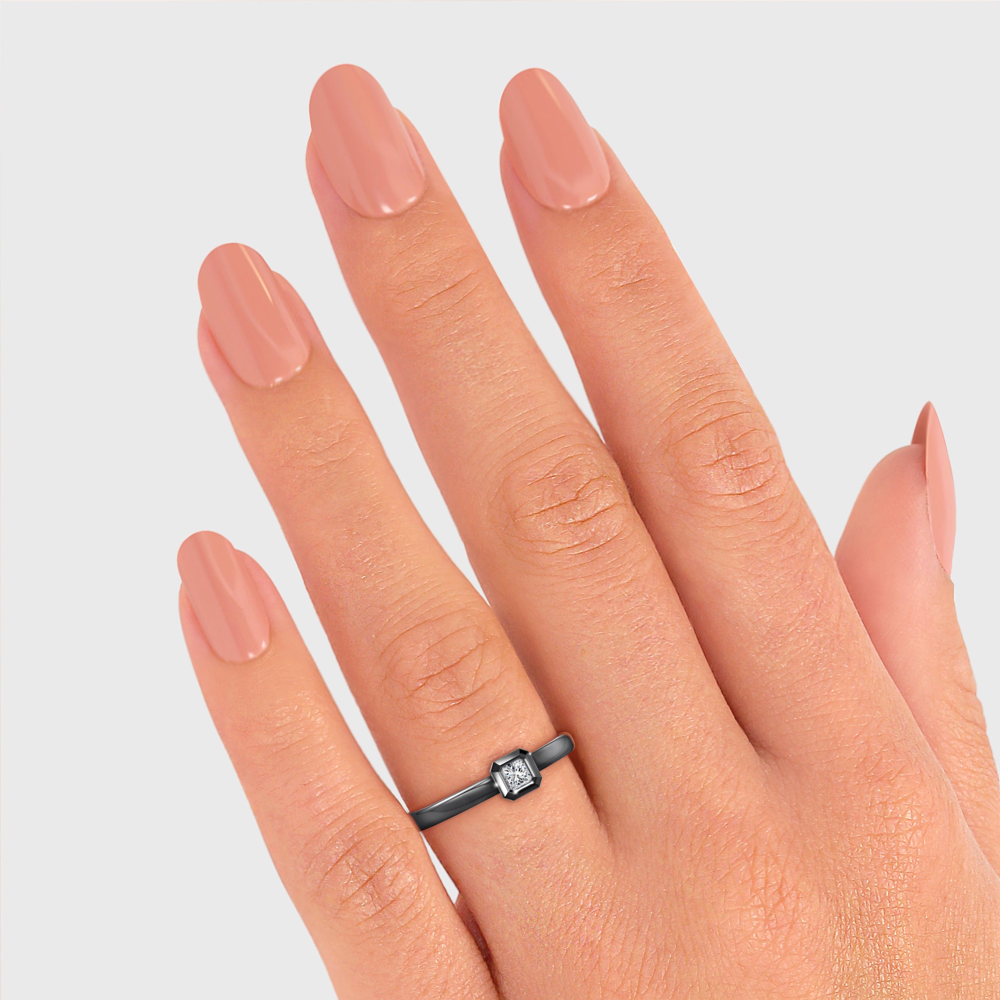My Girl Diamond Bezel Set Ring - Shimansky Jewelry #Metal_White Gold (Black Plated)