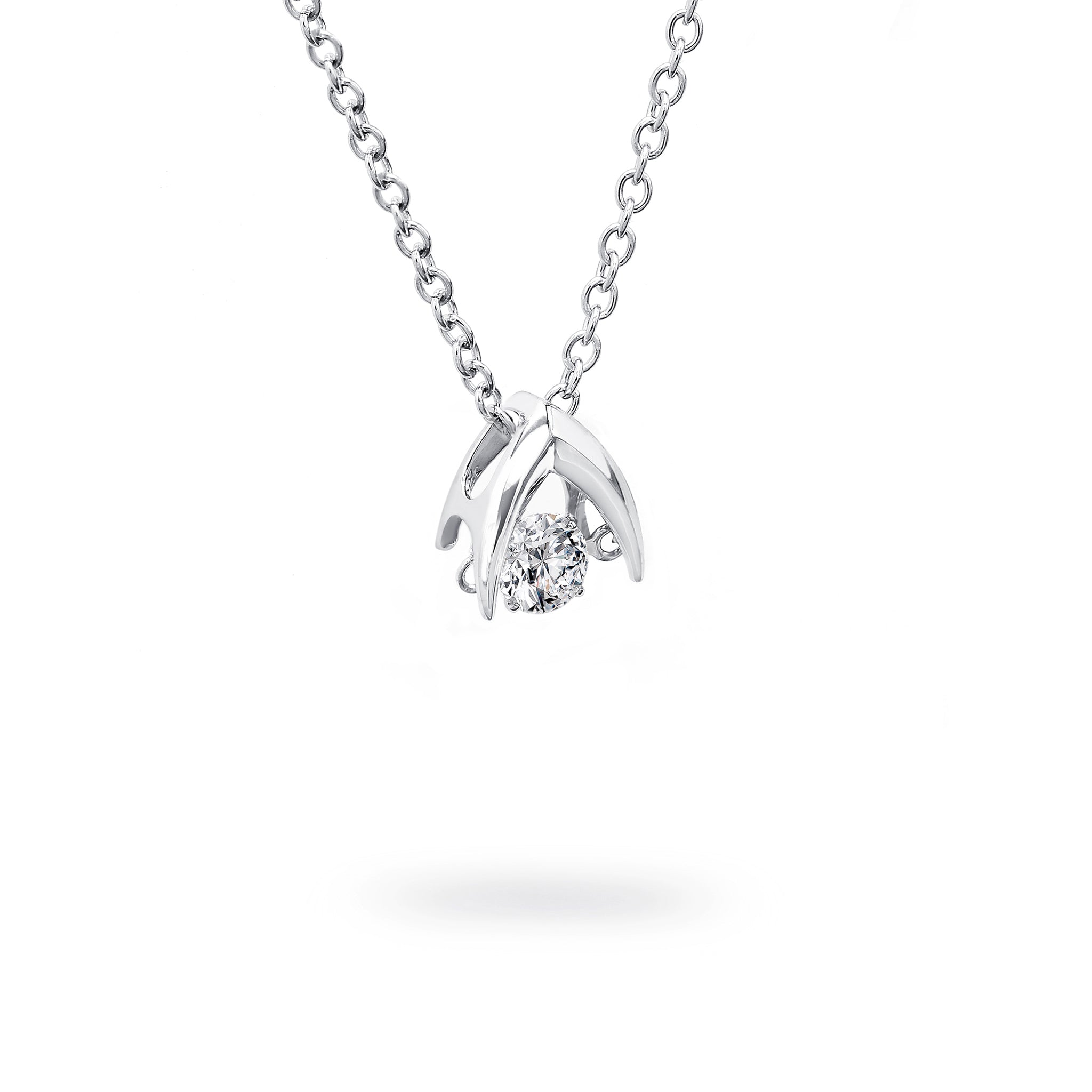 Shimansky - Dancing Diamond Wishbone Pendant 0.10ct crafted in 14K White Gold
