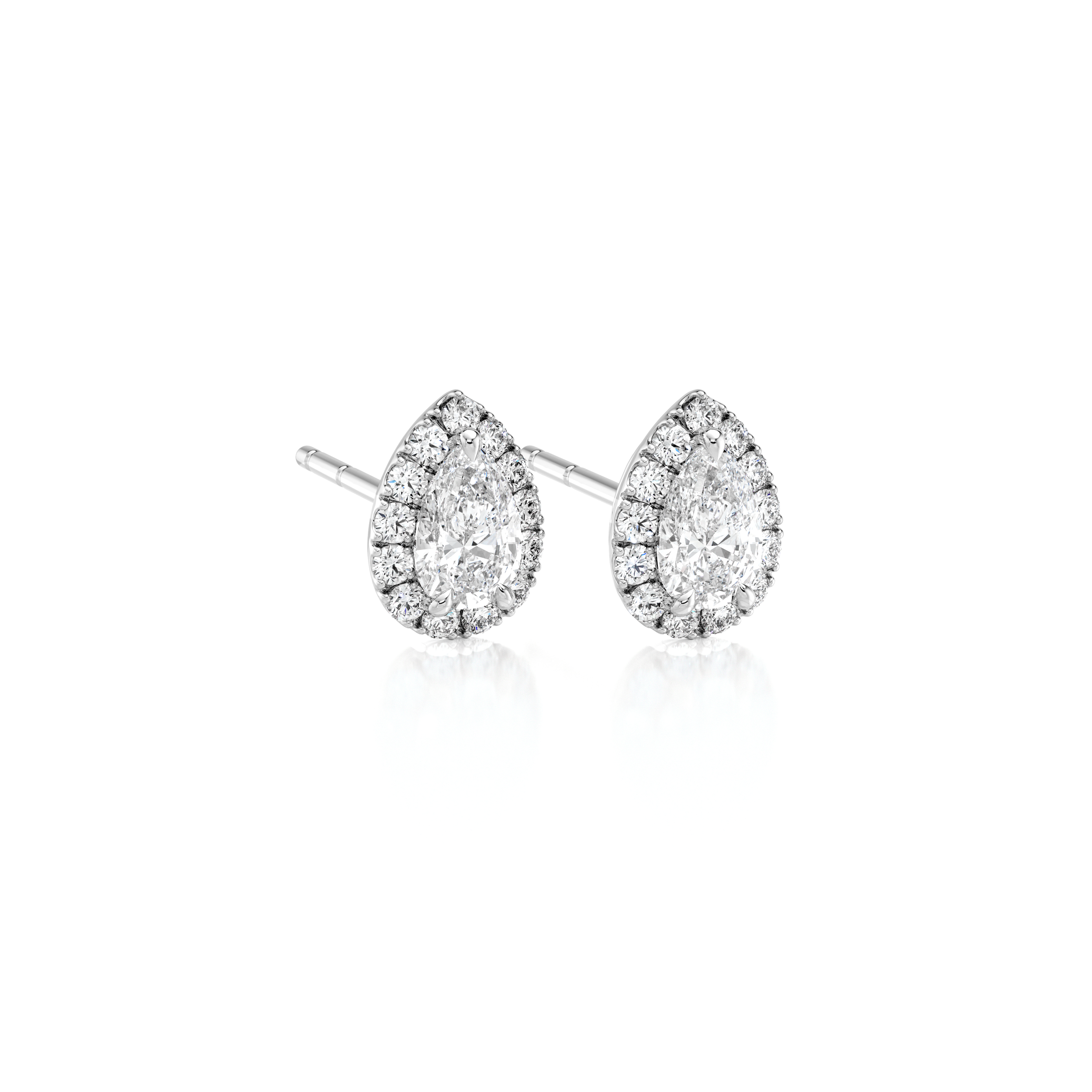 Pear Diamond Microset Halo Earrings - Shimansky Jewelry