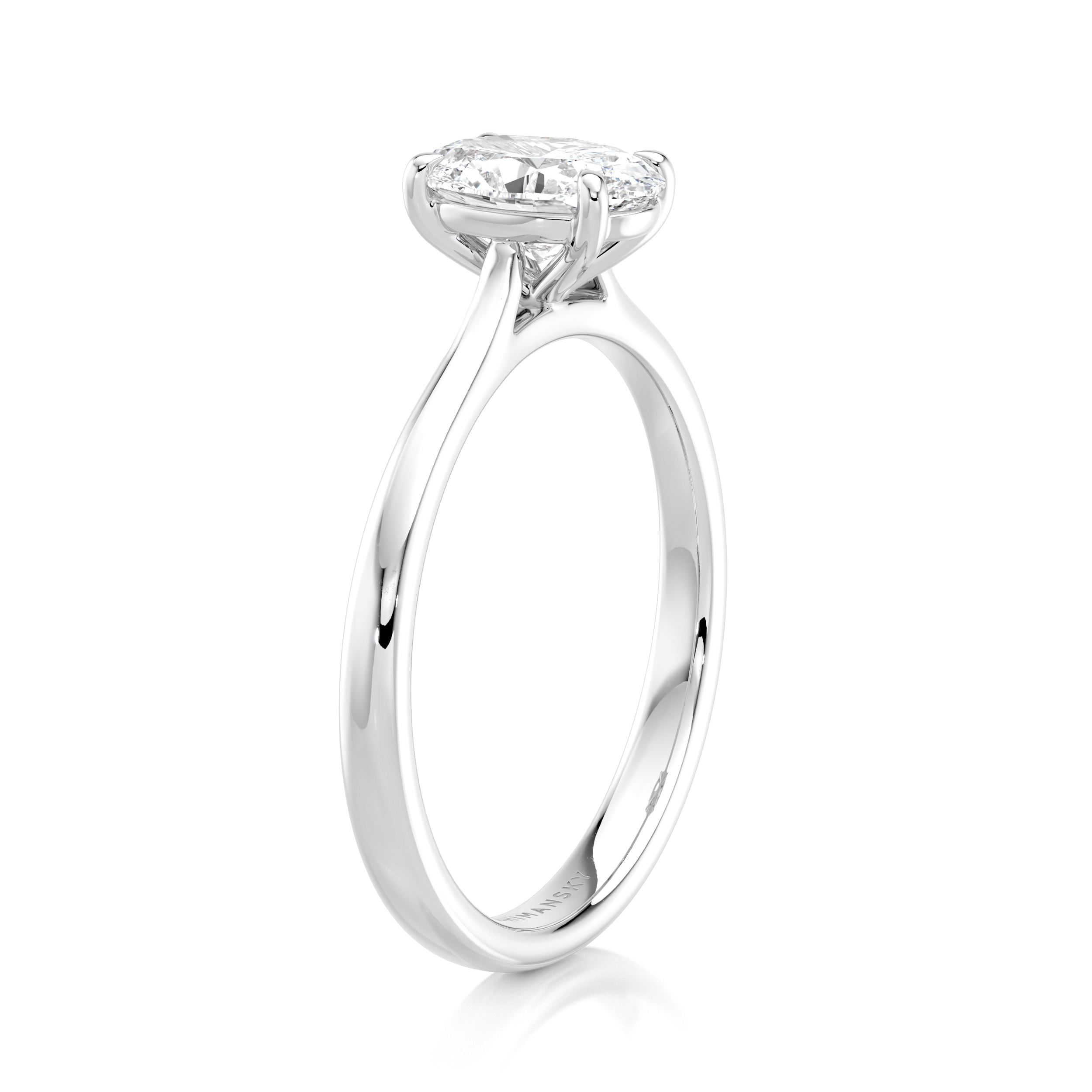 Shimansky 0.6ct Oval Solitaire Diamond Engagement Ring Platinum Platinum Angled View