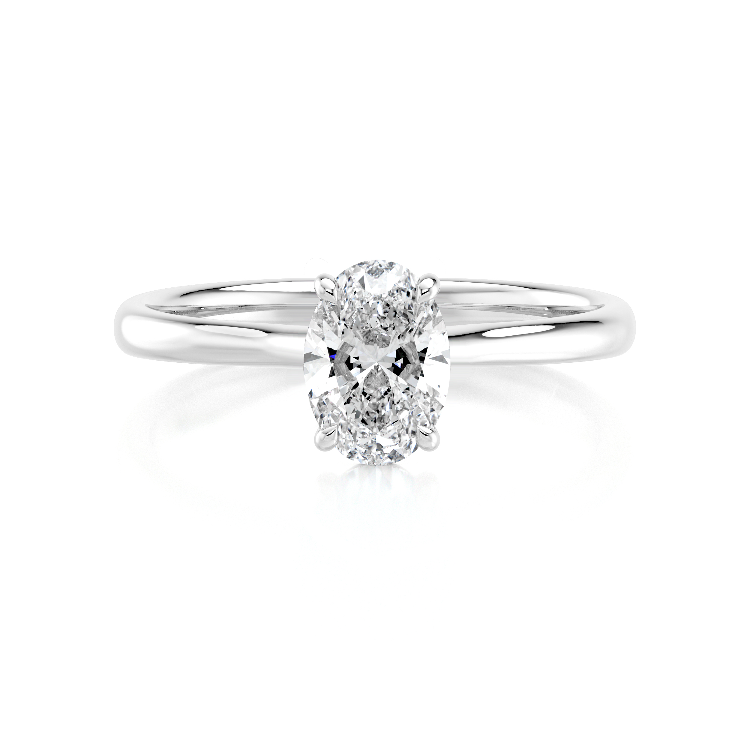 Shimansky 0.6ct Oval Solitaire Diamond Engagement Ring Platinum Platinum Front View