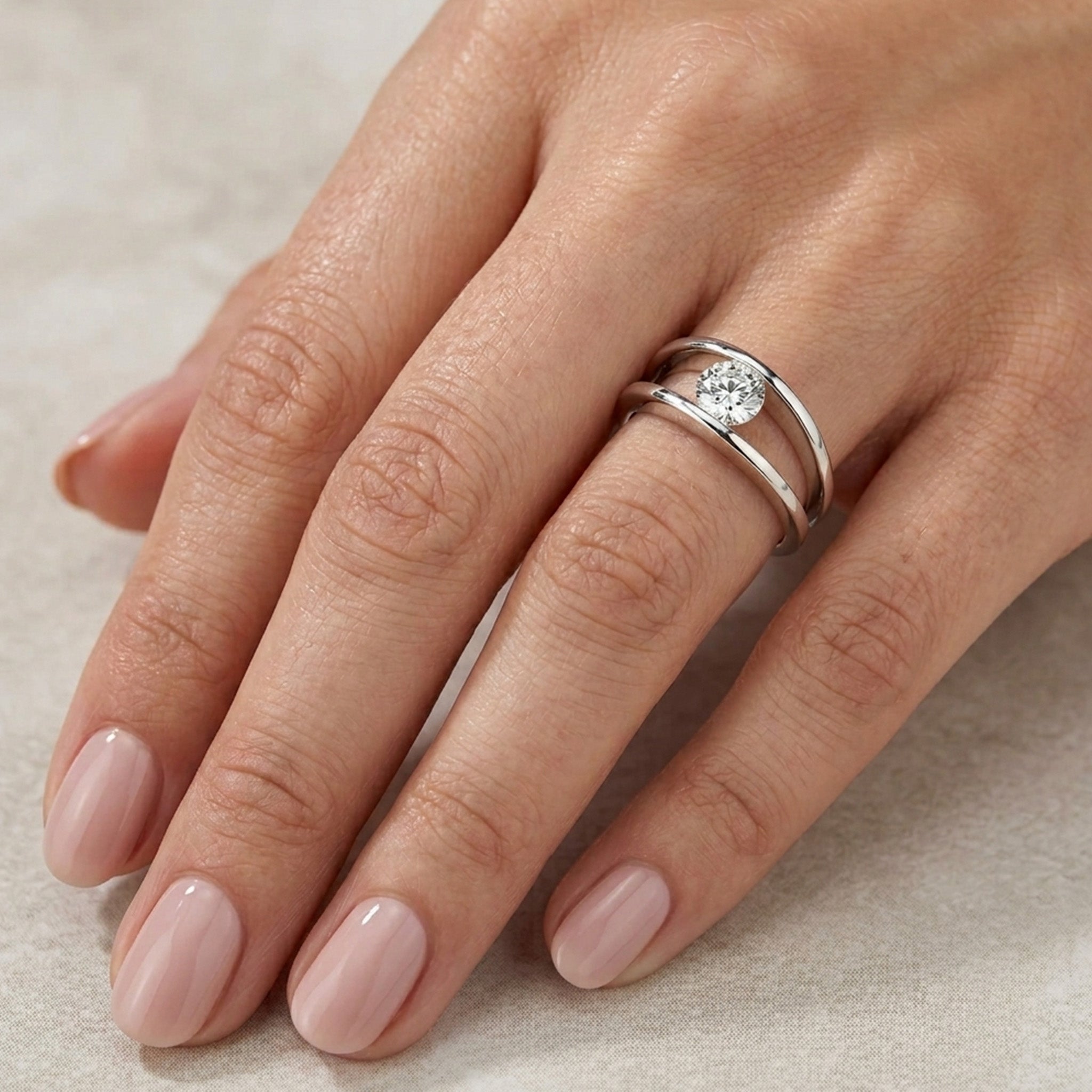 Shimansky 0.7 Carat Iconic Millennium Diamond Engagement Ring in Platinum Model View