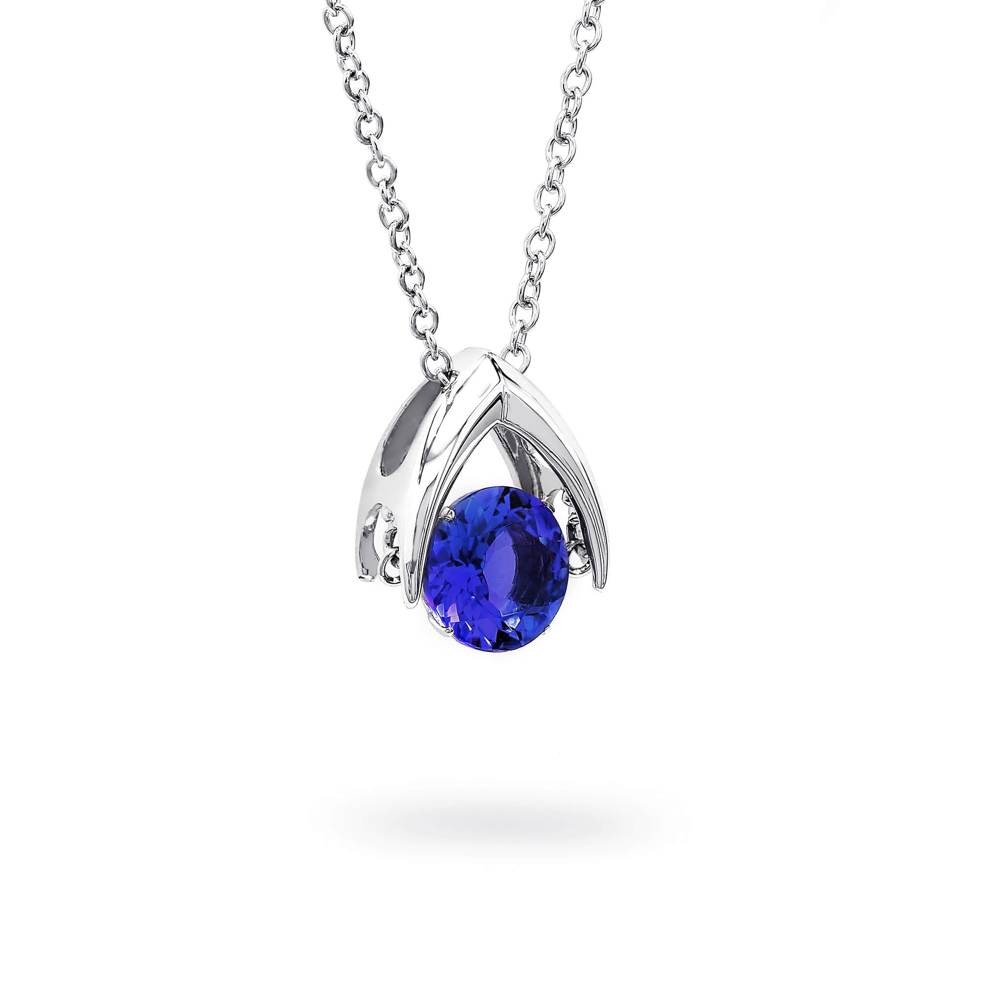 Shimansky 1ct Dancing Tanzanite Pendant Crafted in 14K White Gold 3D View