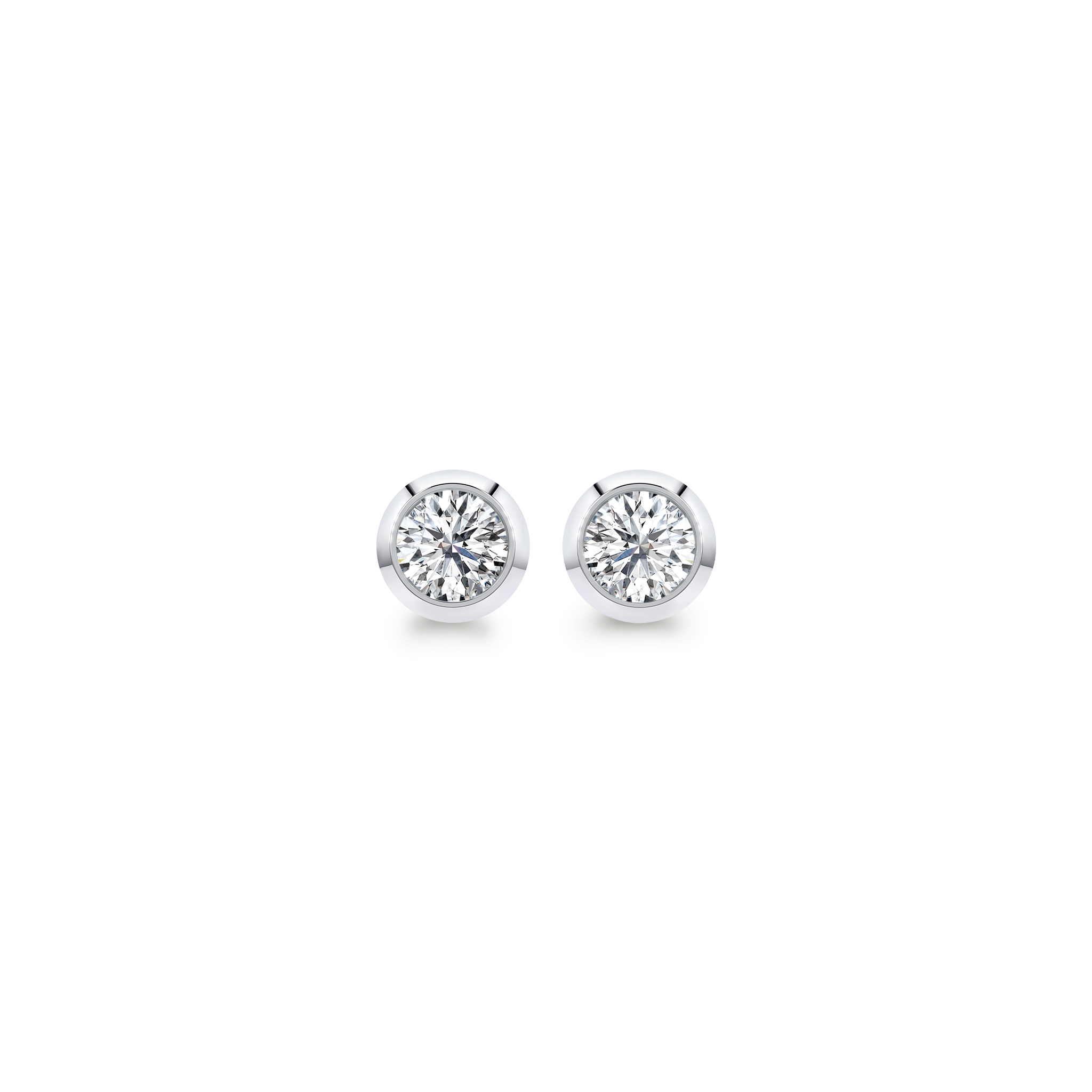 Shimansky 0.4 TCW Bezel Diamond Earrings in 14K White Gold Front View