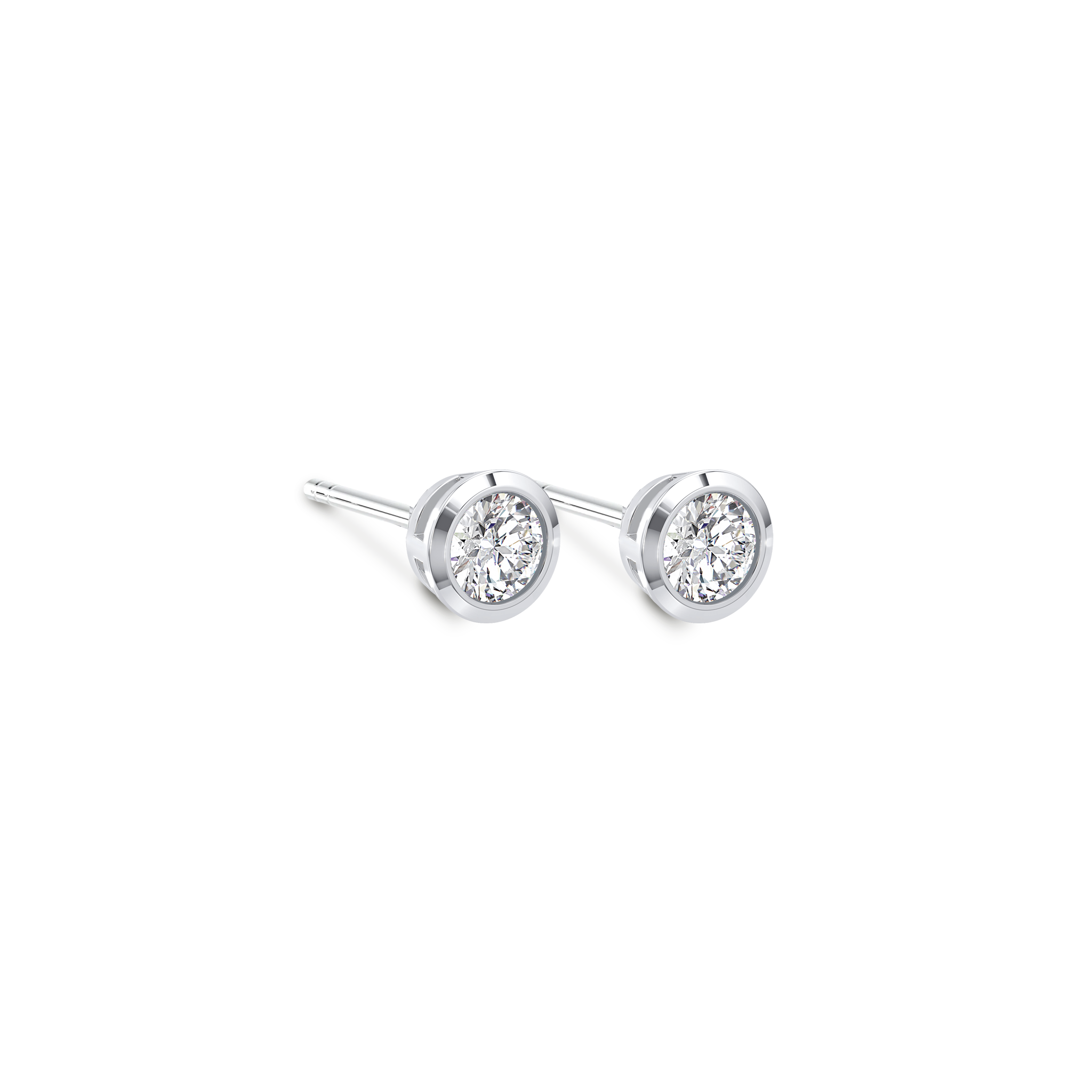 Shimansky 0.4 TCW Bezel Diamond Earrings in 14K White Gold 3D View