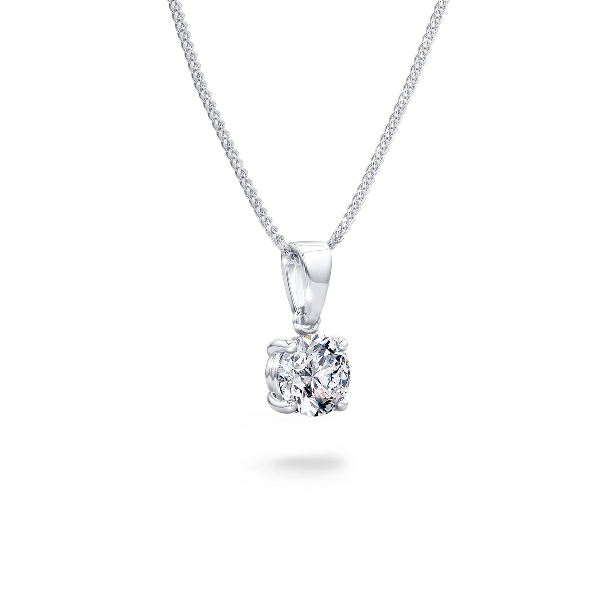 Shimansky 1ct Solitaire Diamond Eight Hearts Pendant in 18K White Gold Side View