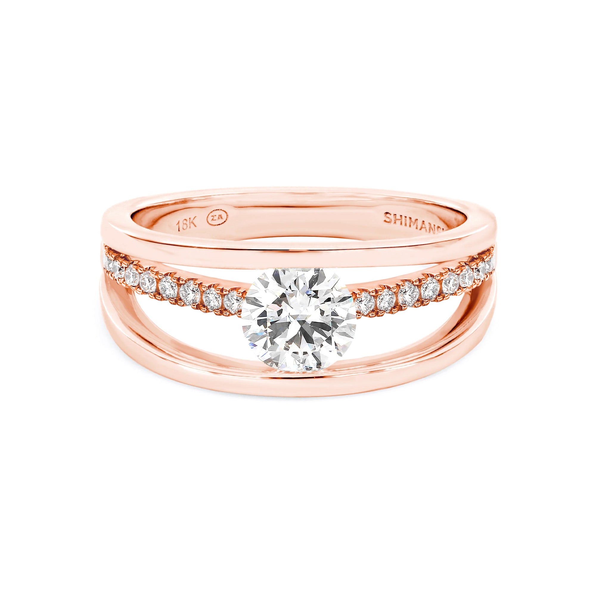 Shimansky 0.8 TCW Evolym Microset Diamond Engagement Ring 18K Rose Gold Front View