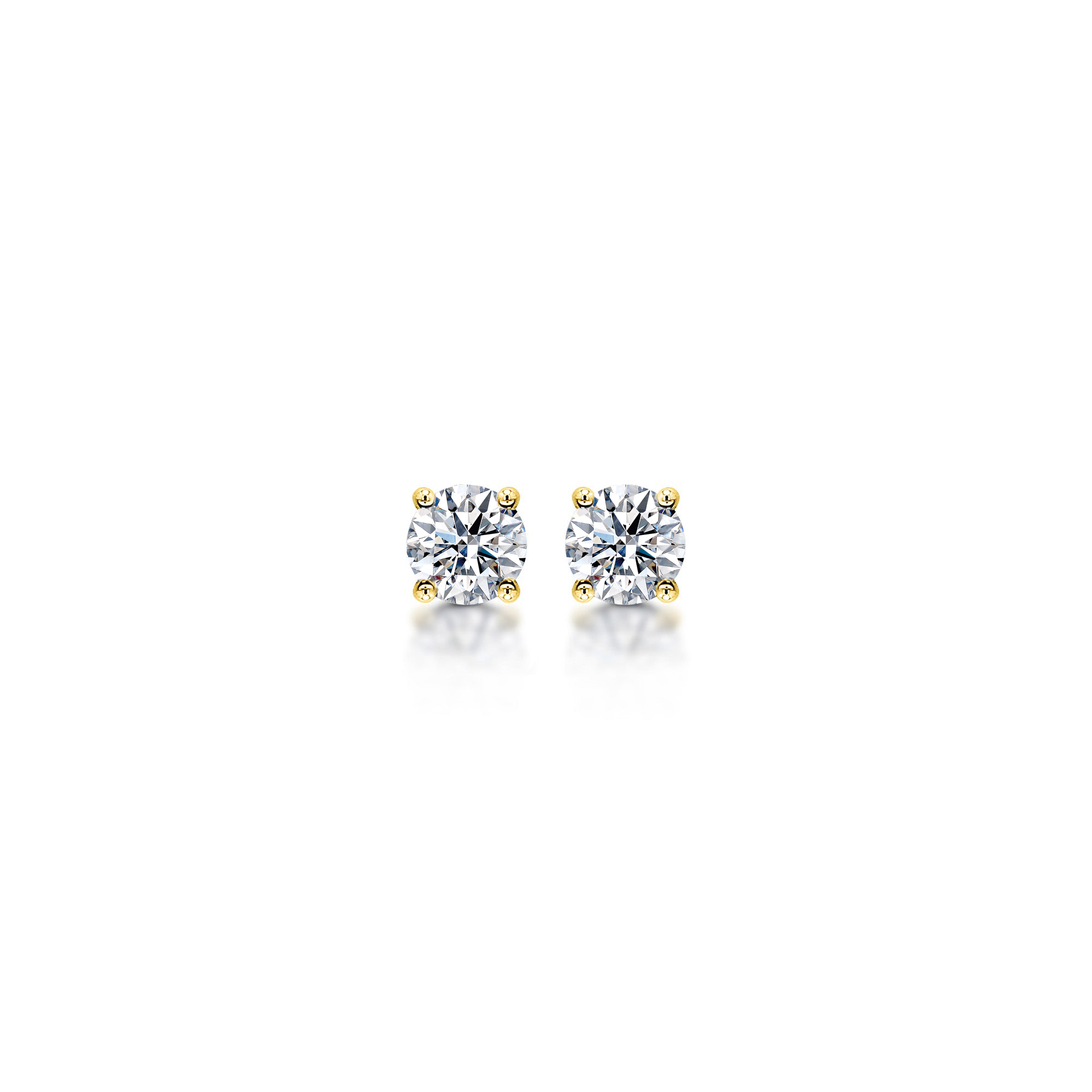 Shimansky 1.2 TCW Solitaire Eight Hearts Diamond Earrings in 18K Gold Front View