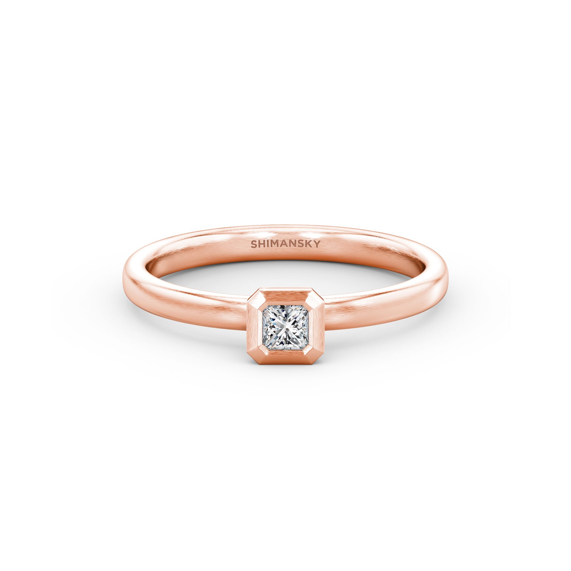 Shimansky 0.1ct My Girl Diamond Bezel Set Ring 14K Rose Gold Front View