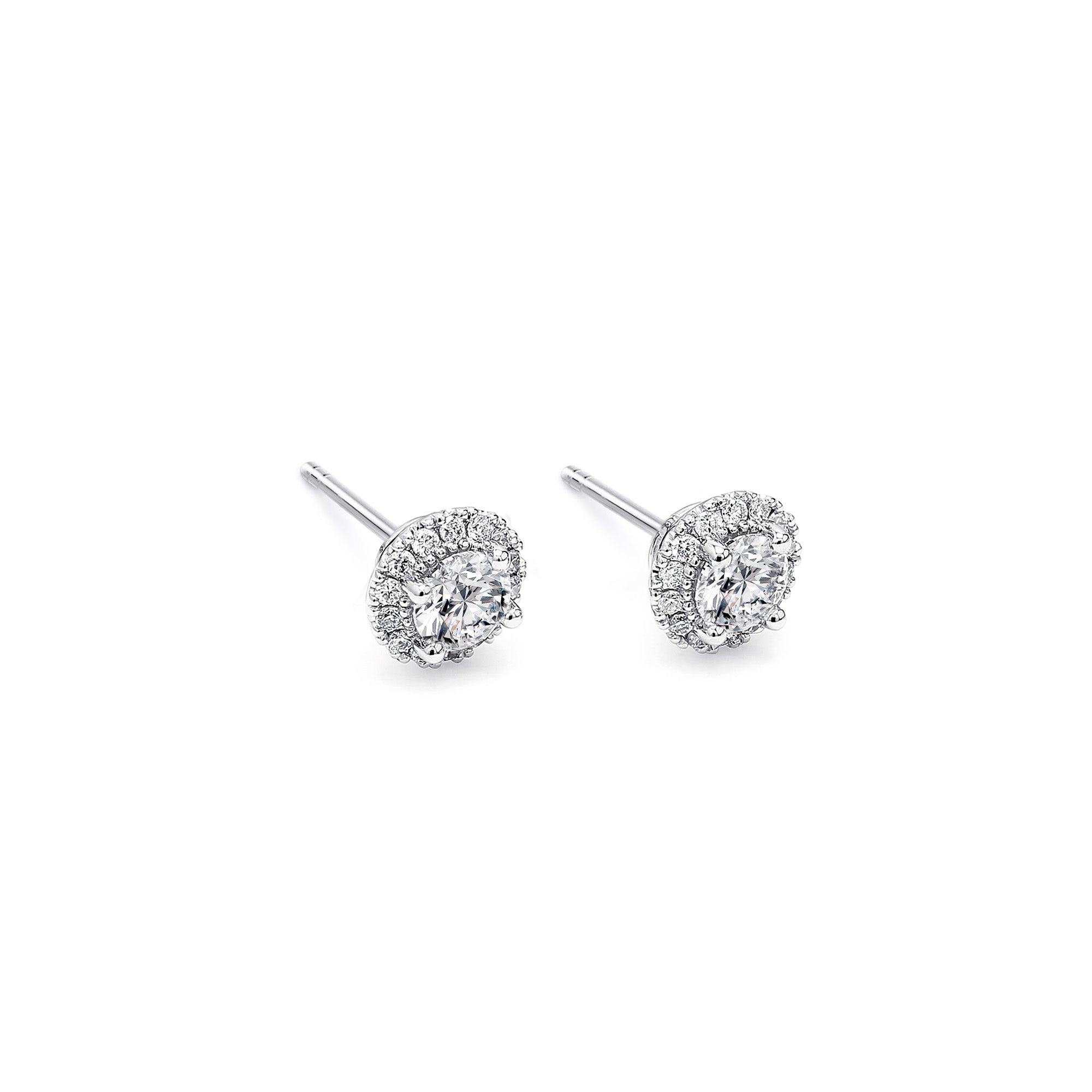 Shimansky 1.3 TCW Halo Microset Eight Hearts Diamond Earrings in 18K White Gold 3D View