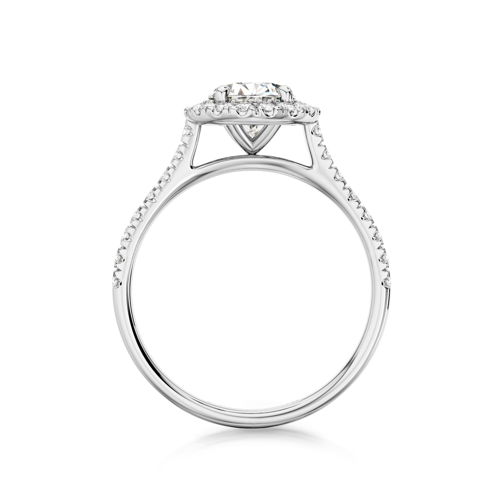 Shimansky 1.3 TCW Halo Microset Eight Hearts Ring in 18K White Gold Side View