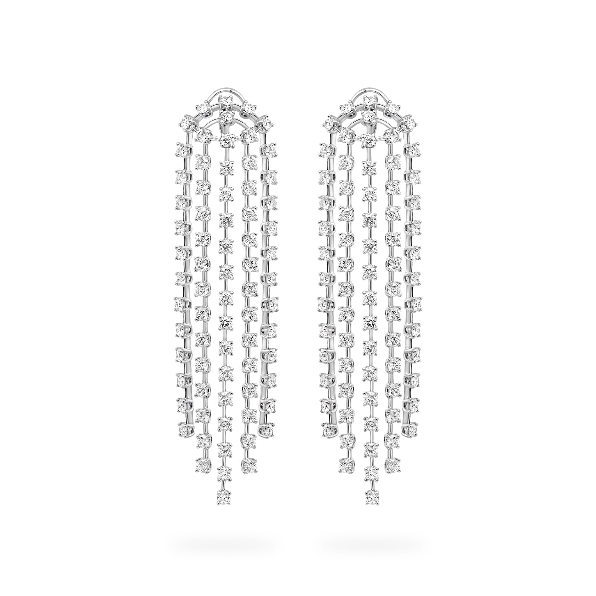 Shimansky 8 TCW Diamond Cascade Drop Earrings in 18K White Gold Front View