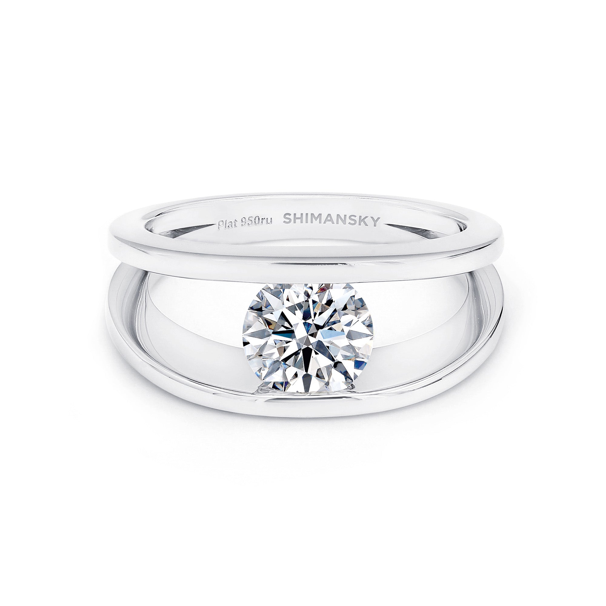 Shimansky 1.05 TCW Millennium Iconic Eight Hearts Ring in Platinum Front View