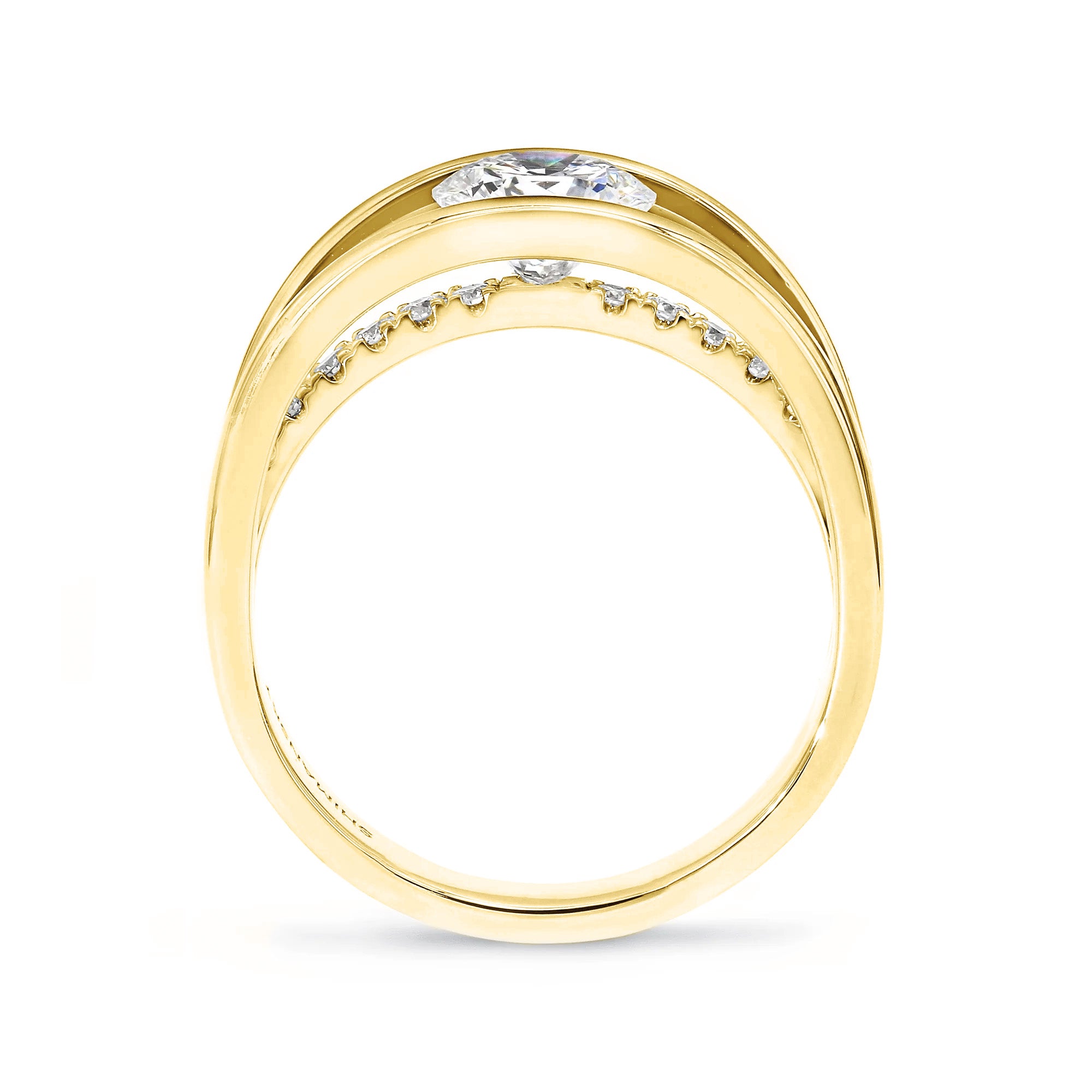 Shimansky 1.2 TCW Evolym Microset Eight Hearts Engagement Ring in 18K Gold Side View