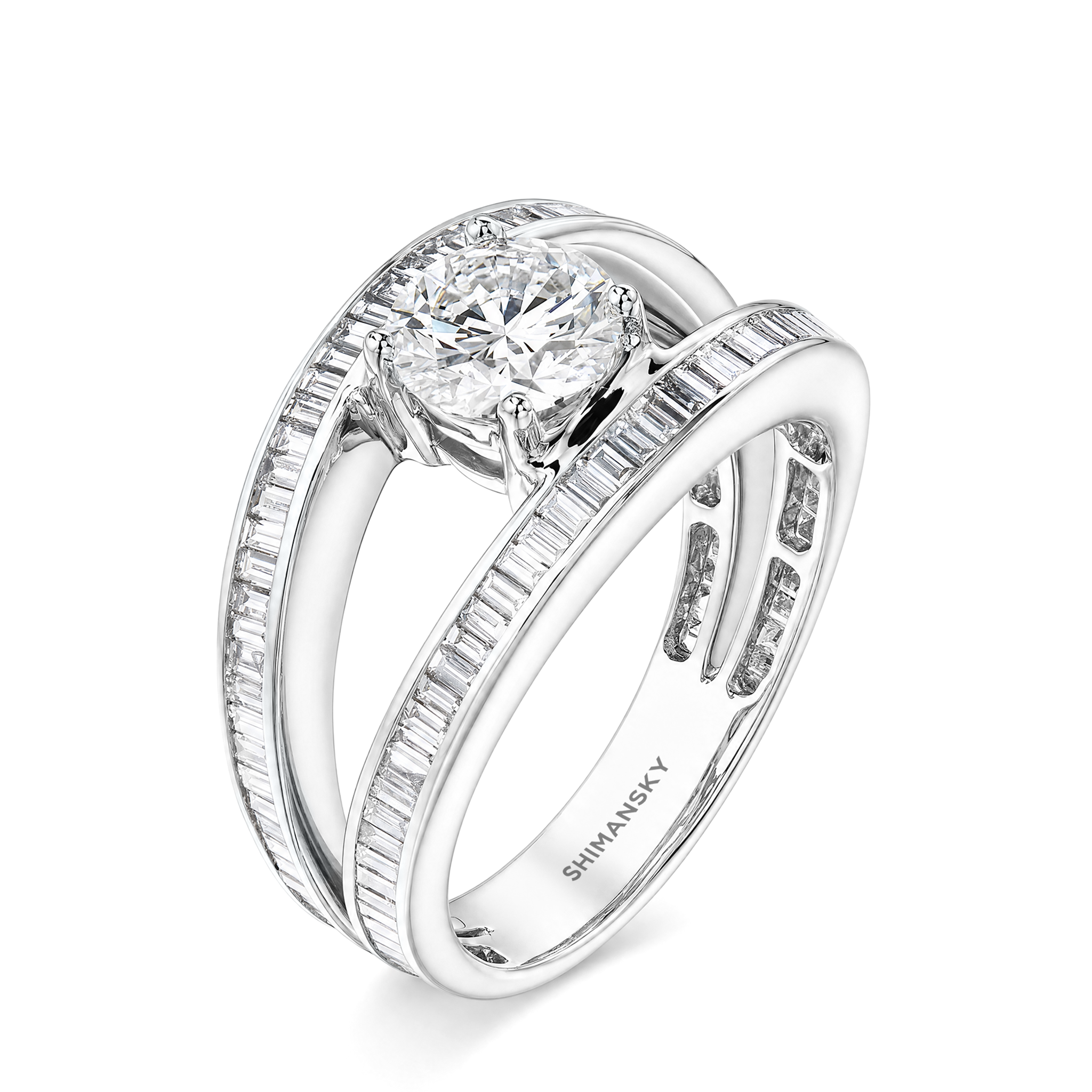 Baguette Split-Shank Diamond Ring