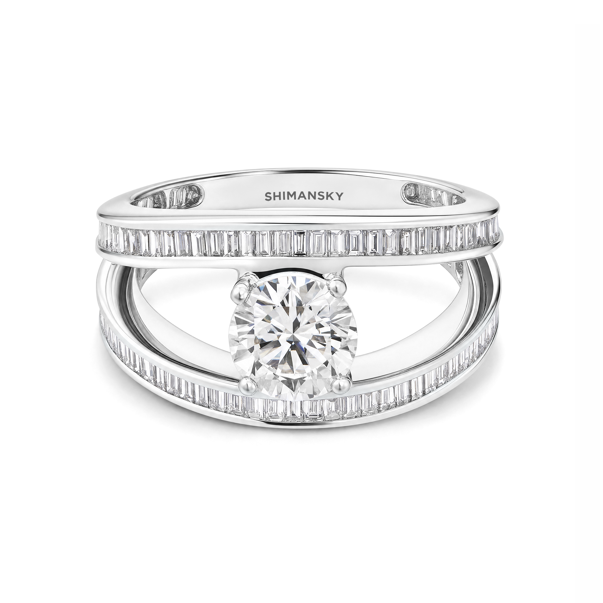 Baguette Split-Shank Diamond Ring