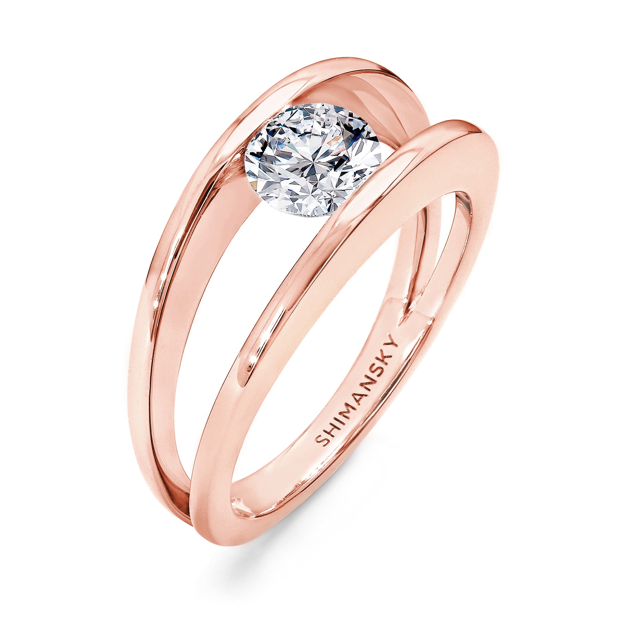 Shimansky 0.7 TCW Millennium Iconic Eight Hearts Ring in 18K Rose Gold 3D View