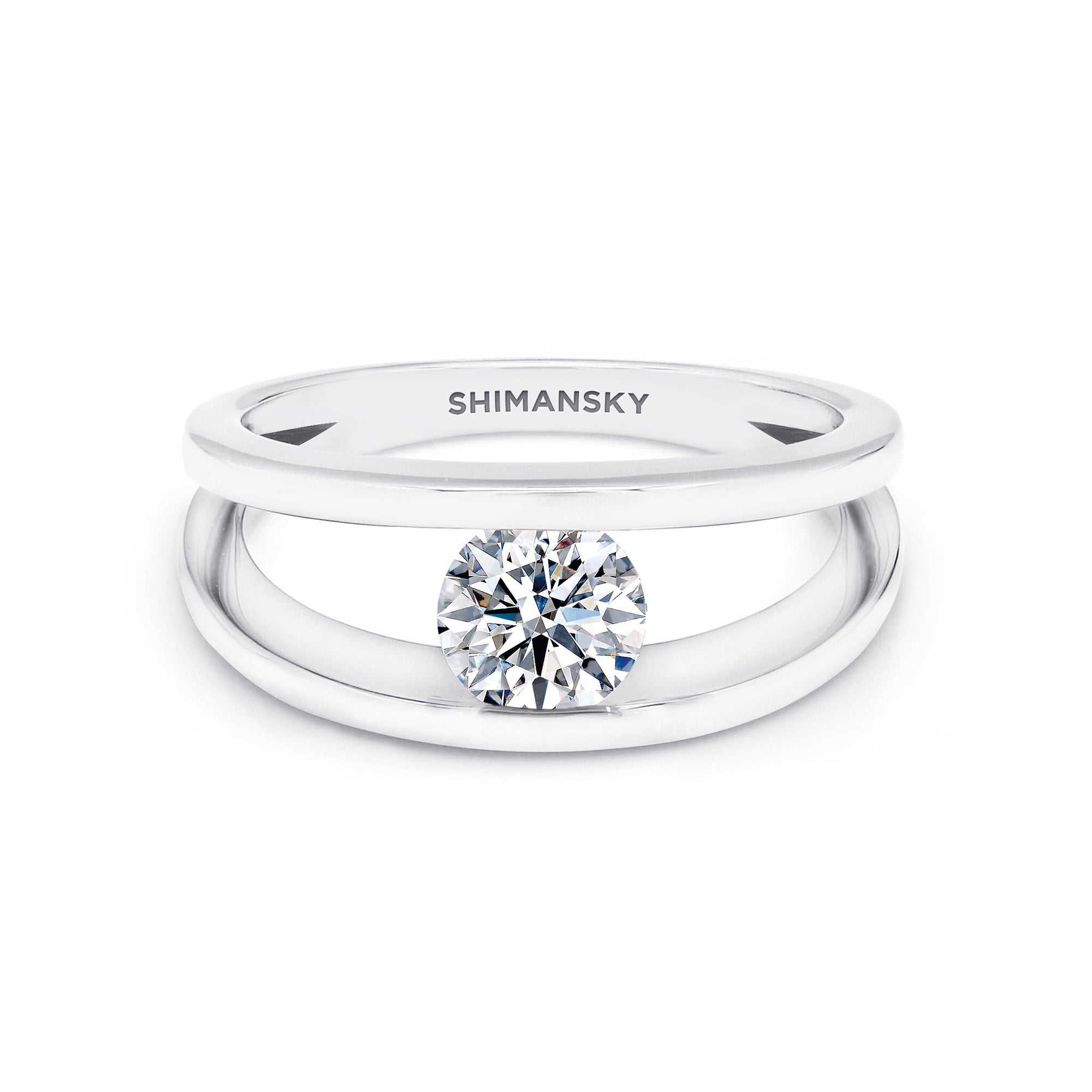 Shimansky 0.7 TCW Millennium Iconic Eight Hearts Ring in 18K White Gold Front View