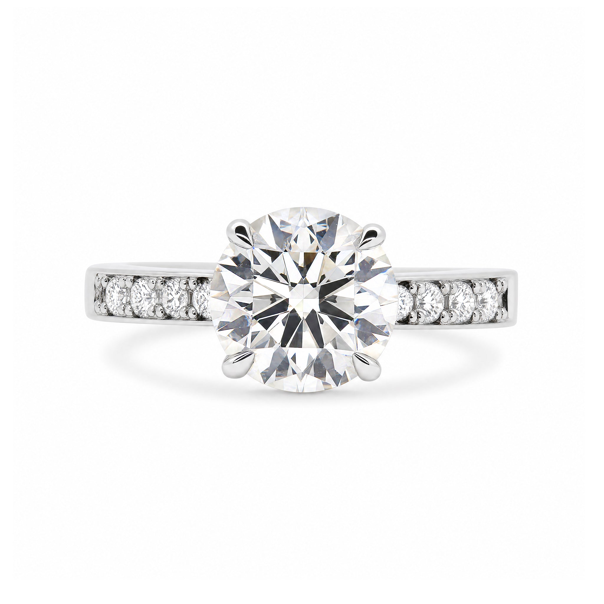 Eight Hearts Diamond Side Stones Ring