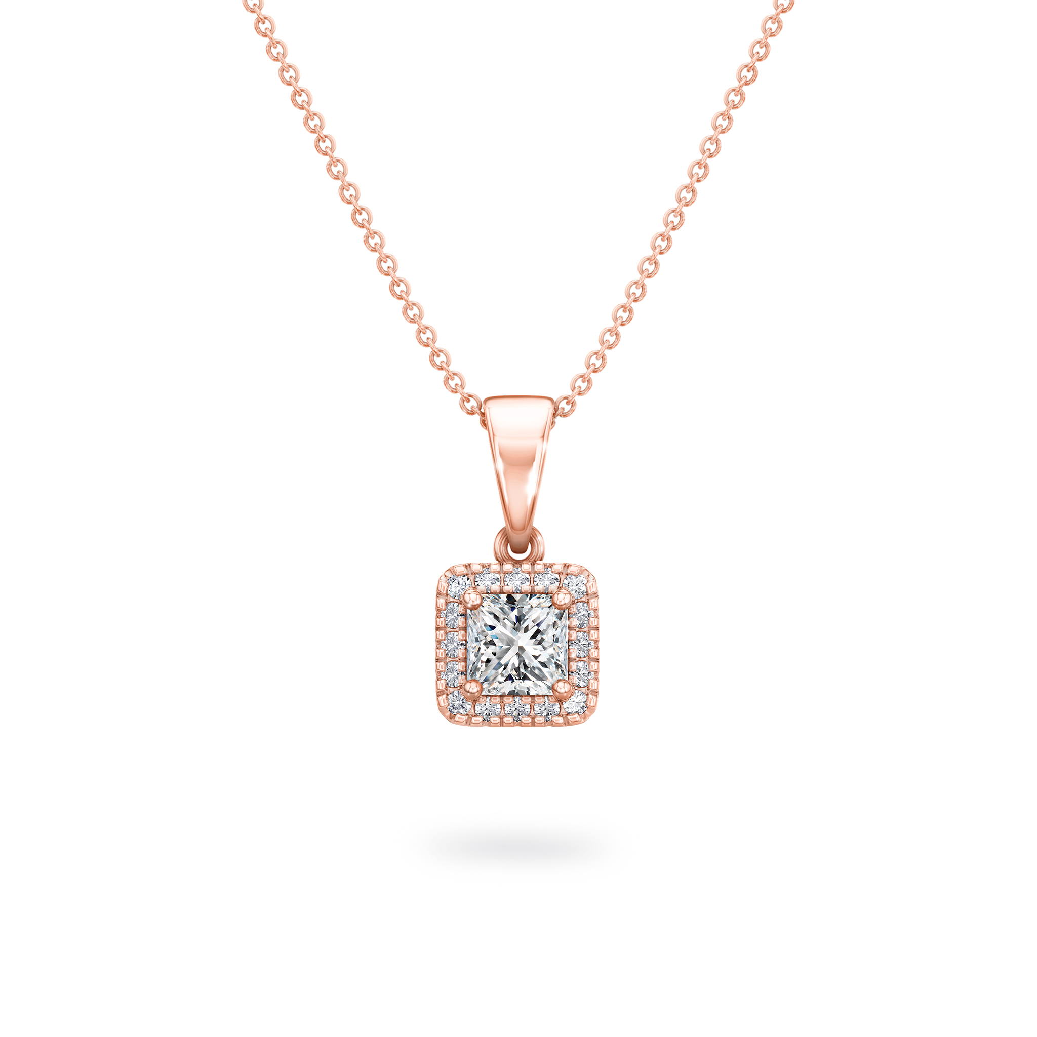 Shimansky 0.4 TCW My Girl Diamond Halo Pendant 18K Rose Gold Front View