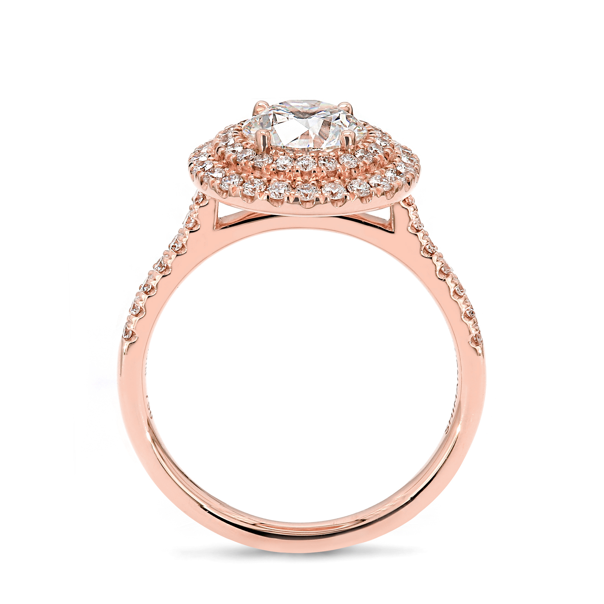 Shimansky 1.3 TCW Round Diamond Microset Double Halo Engagement Ring in 18K Rose Gold 3D View