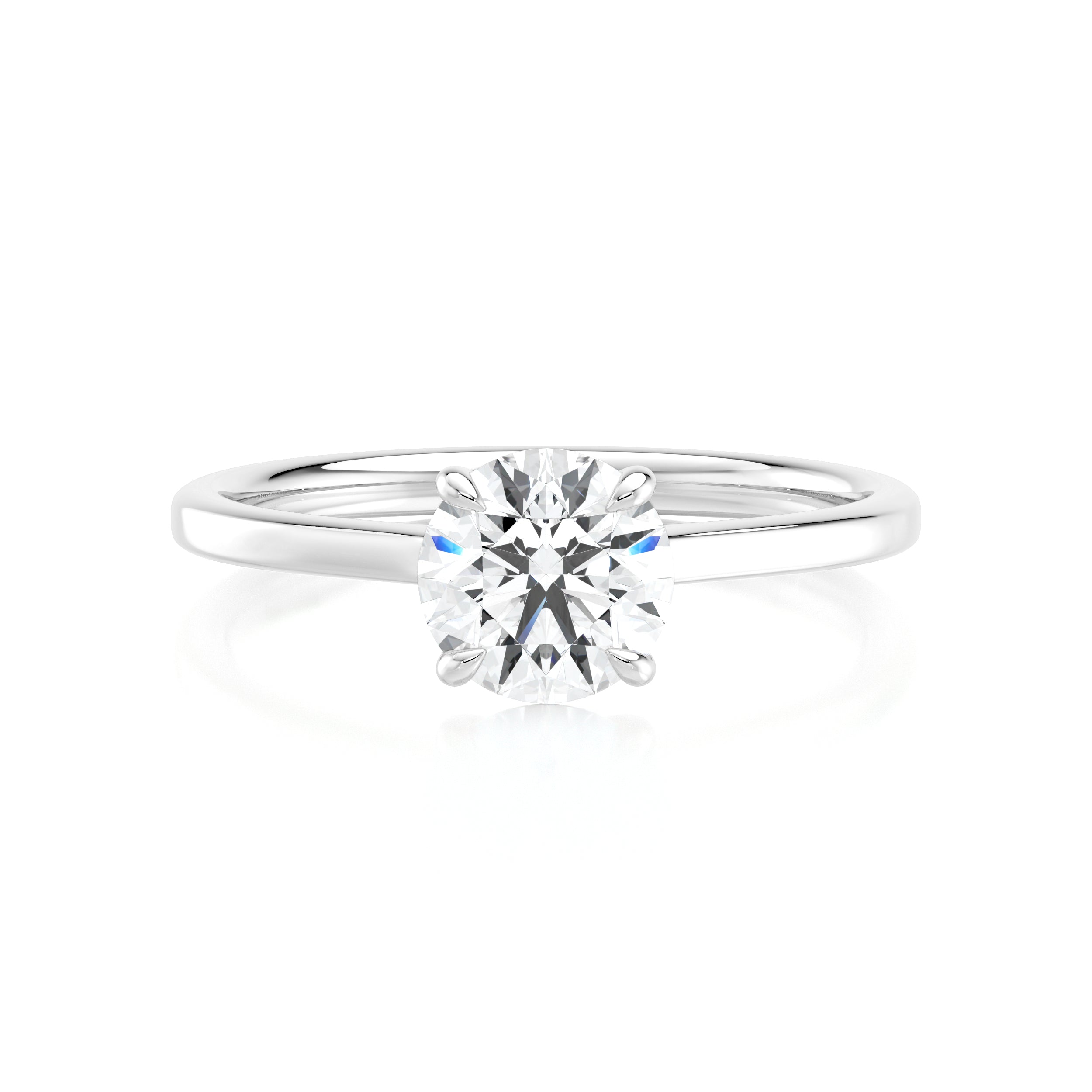 Shimansky 1ct Raised Victoria Solitaire Diamond Ring in 18K White Gold Front View