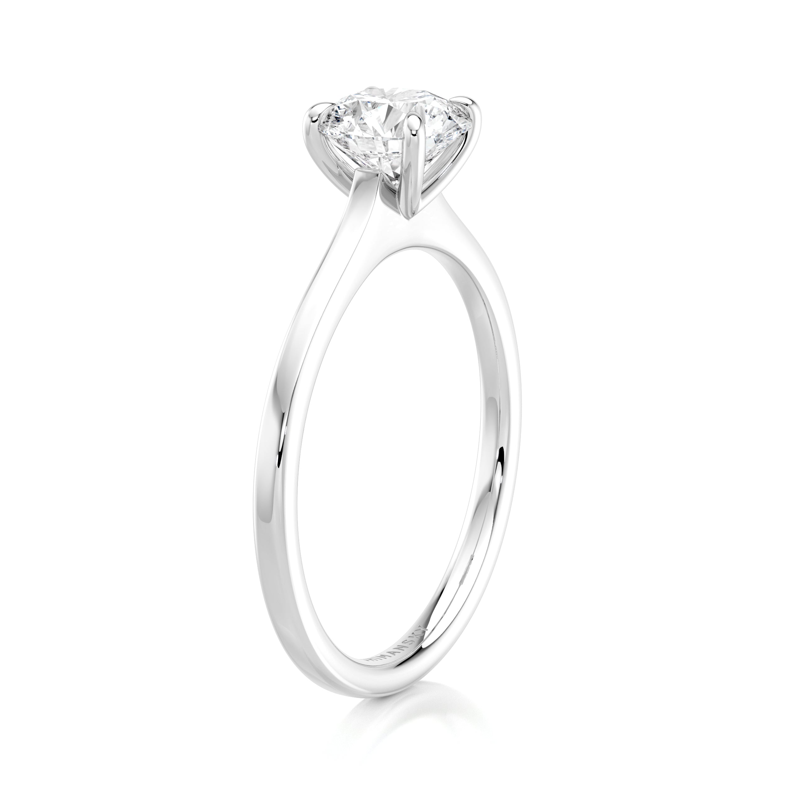 Shimansky 1ct Raised Victoria Solitaire Diamond Ring in 18K White Gold Angled View