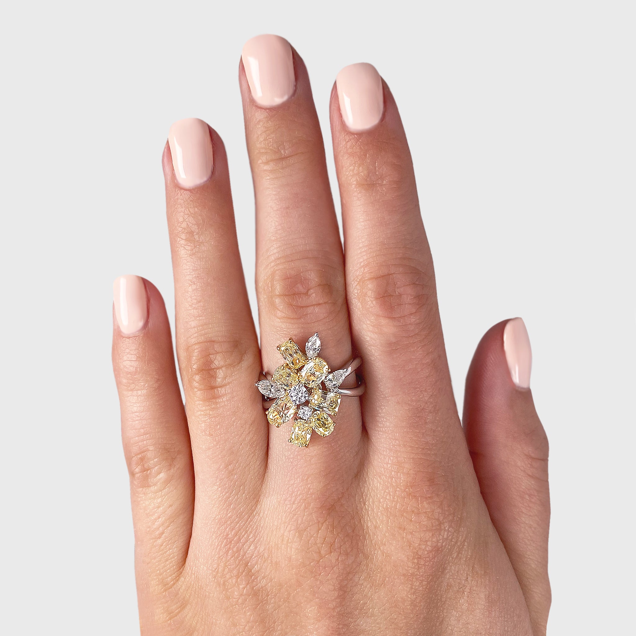 Shimansky 3 TCW Fancy Yellow Dress Ring in 18K White & Yellow Gold Model View