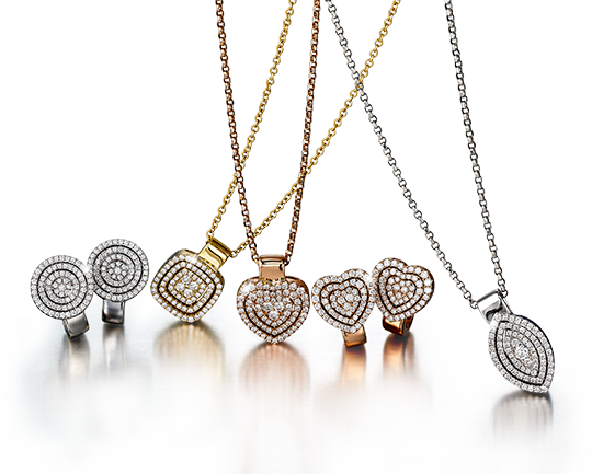 Exquisite Starlight collection by Shimansky featuring stunning diamond jewelry pieces against a sleek black backdrop.