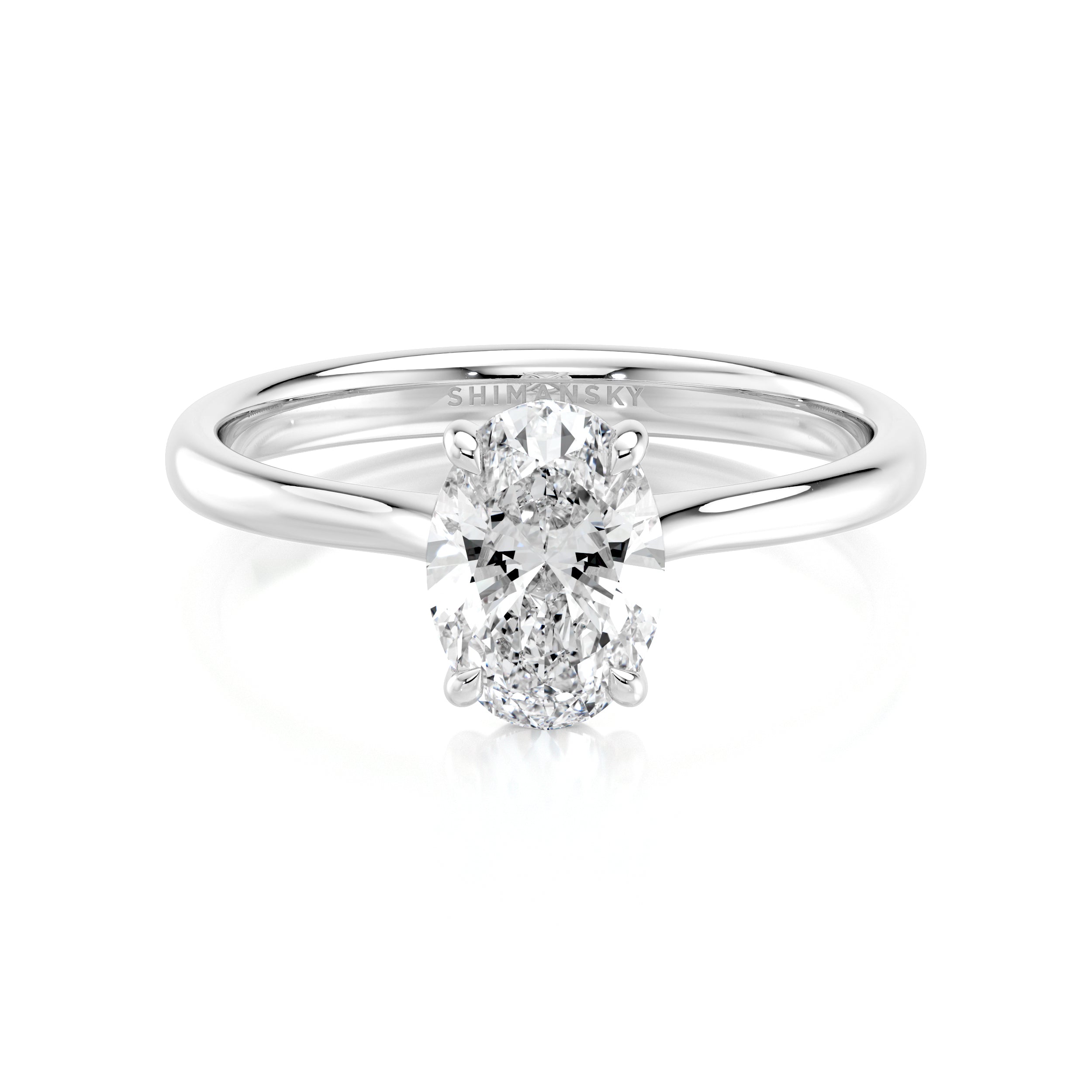 Shimansky 1ct Oval Solitaire Diamond Engagement Ring Platinum Front View