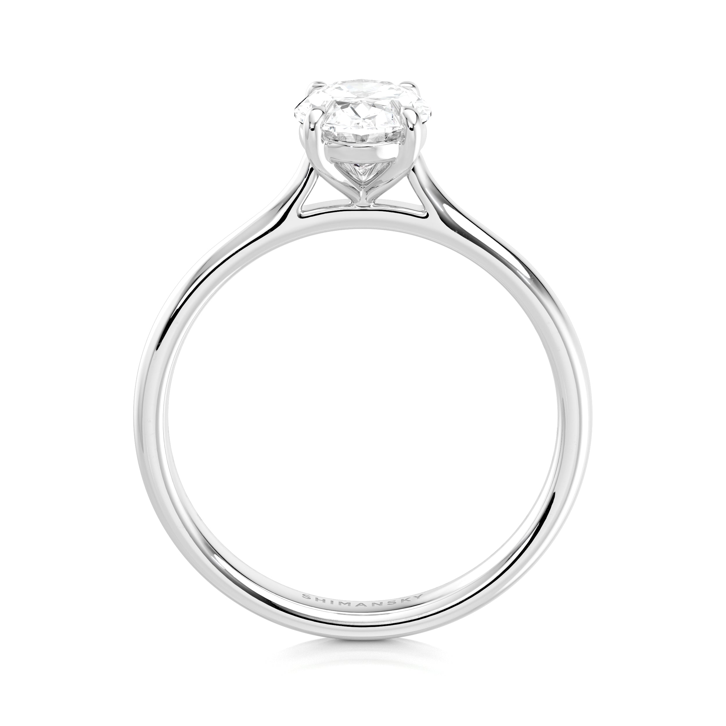 Shimansky 1ct Oval Solitaire Diamond Engagement Ring Platinum Profile View