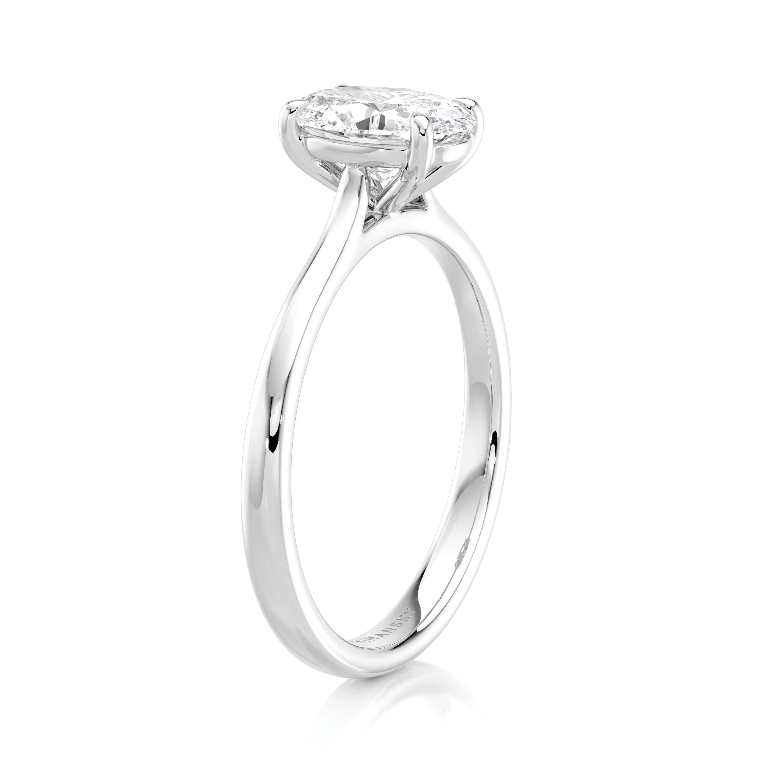 Shimansky 1ct Oval Solitaire Diamond Engagement Ring Platinum Side View