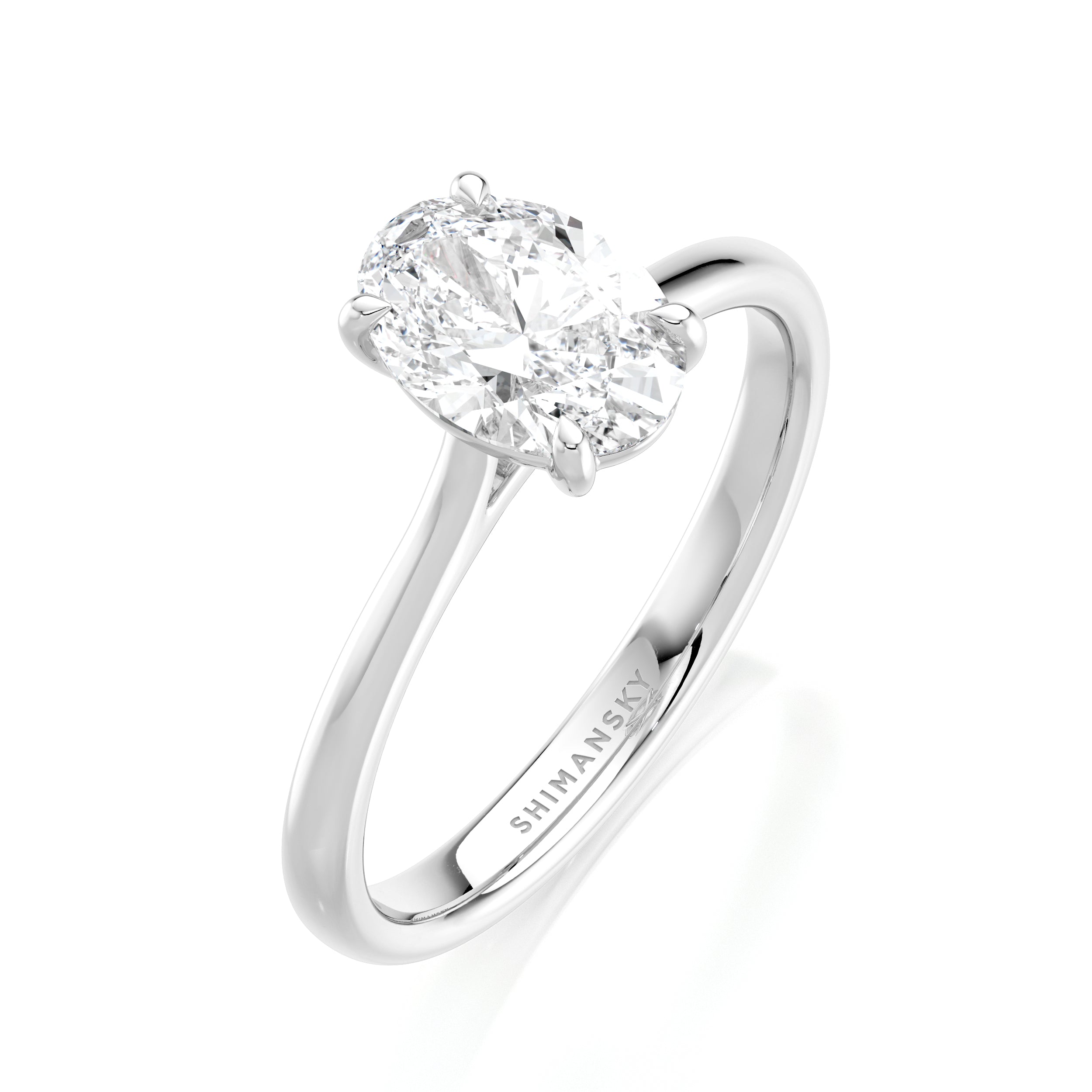 Shimansky 1ct Oval Solitaire Diamond Engagement Ring Platinum 3D View #card-first