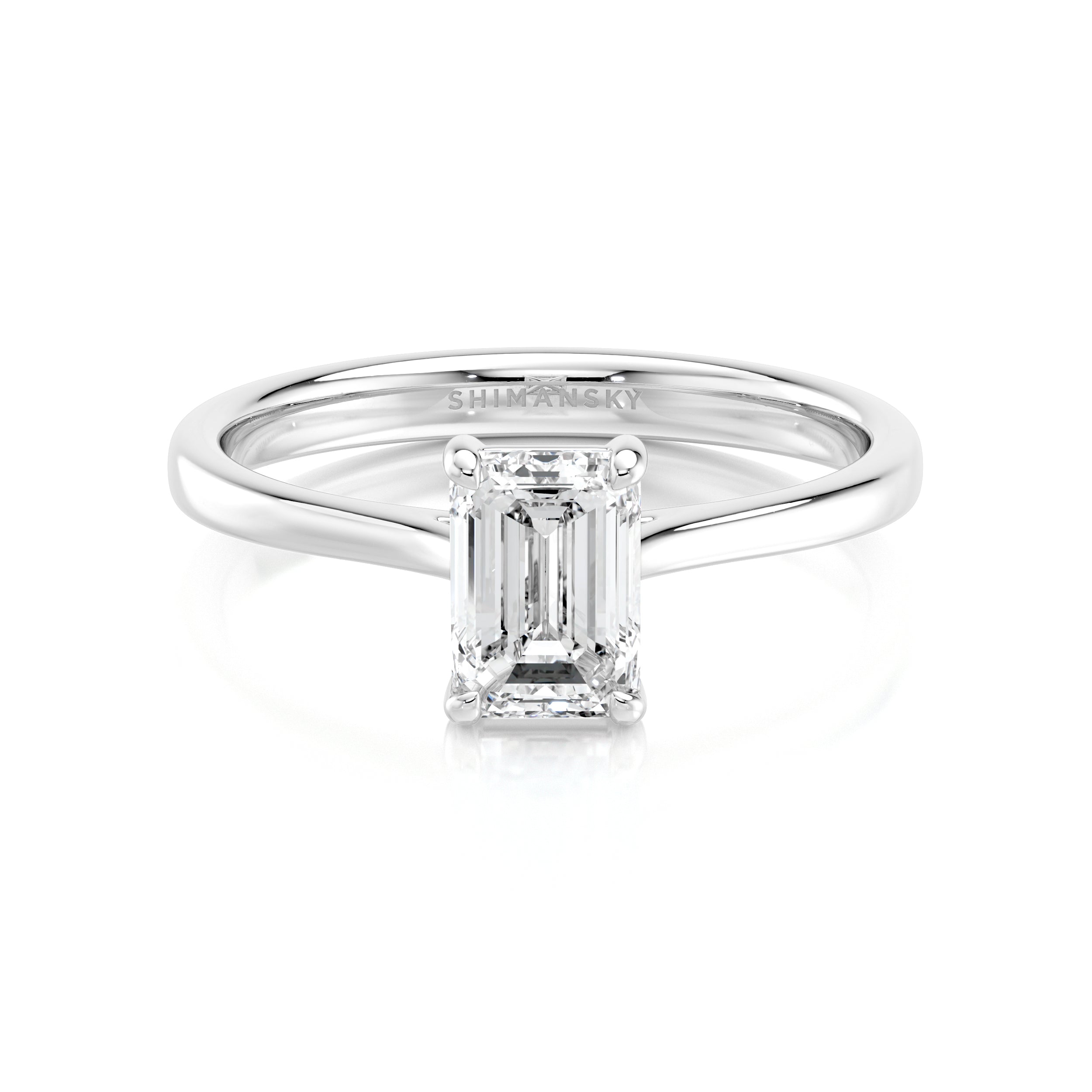Emerald Solitaire Diamond Engagement Ring - Shimansky Jewelry