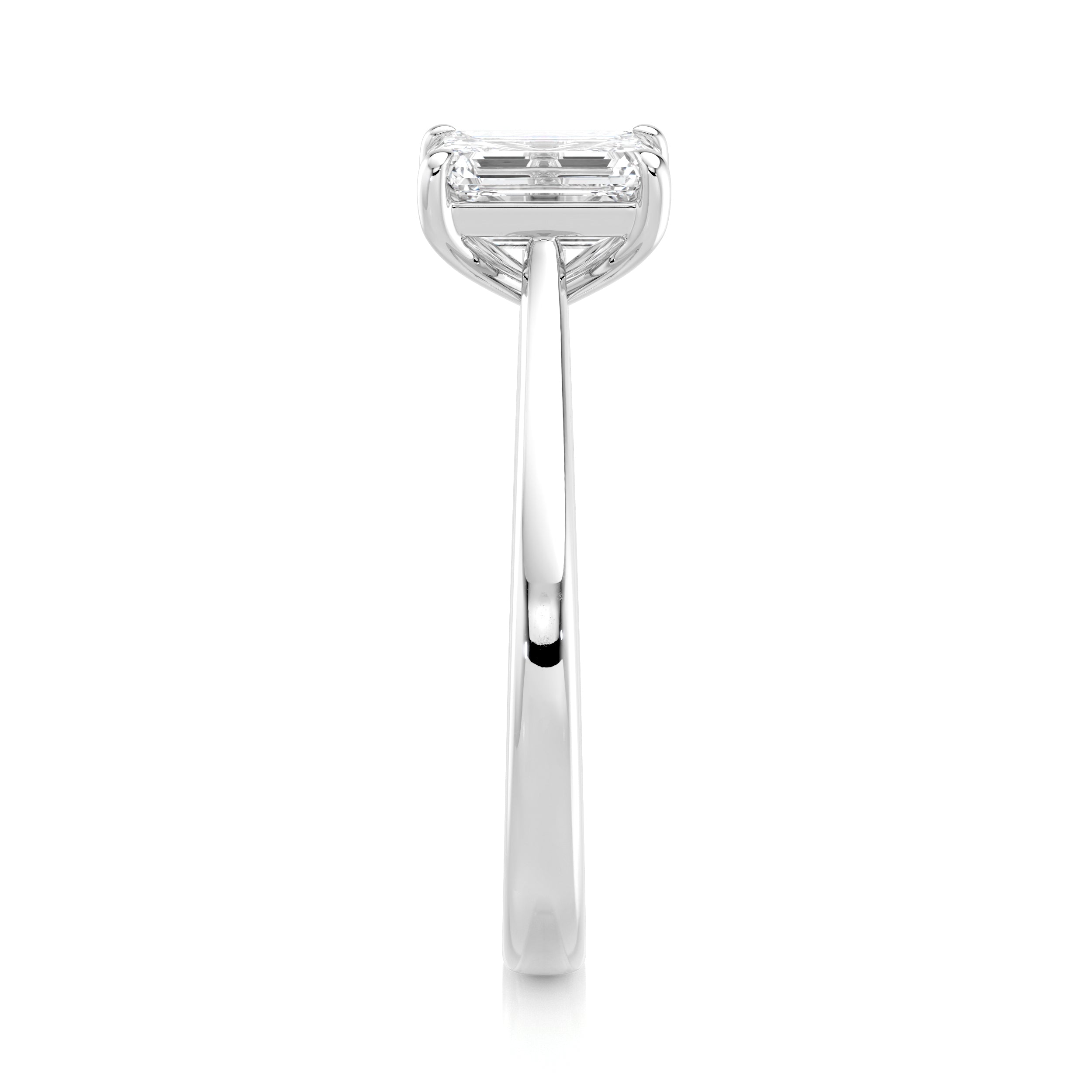 Shimansky 1ct Emerald Solitaire Diamond Engagement Ring Platinum Side View