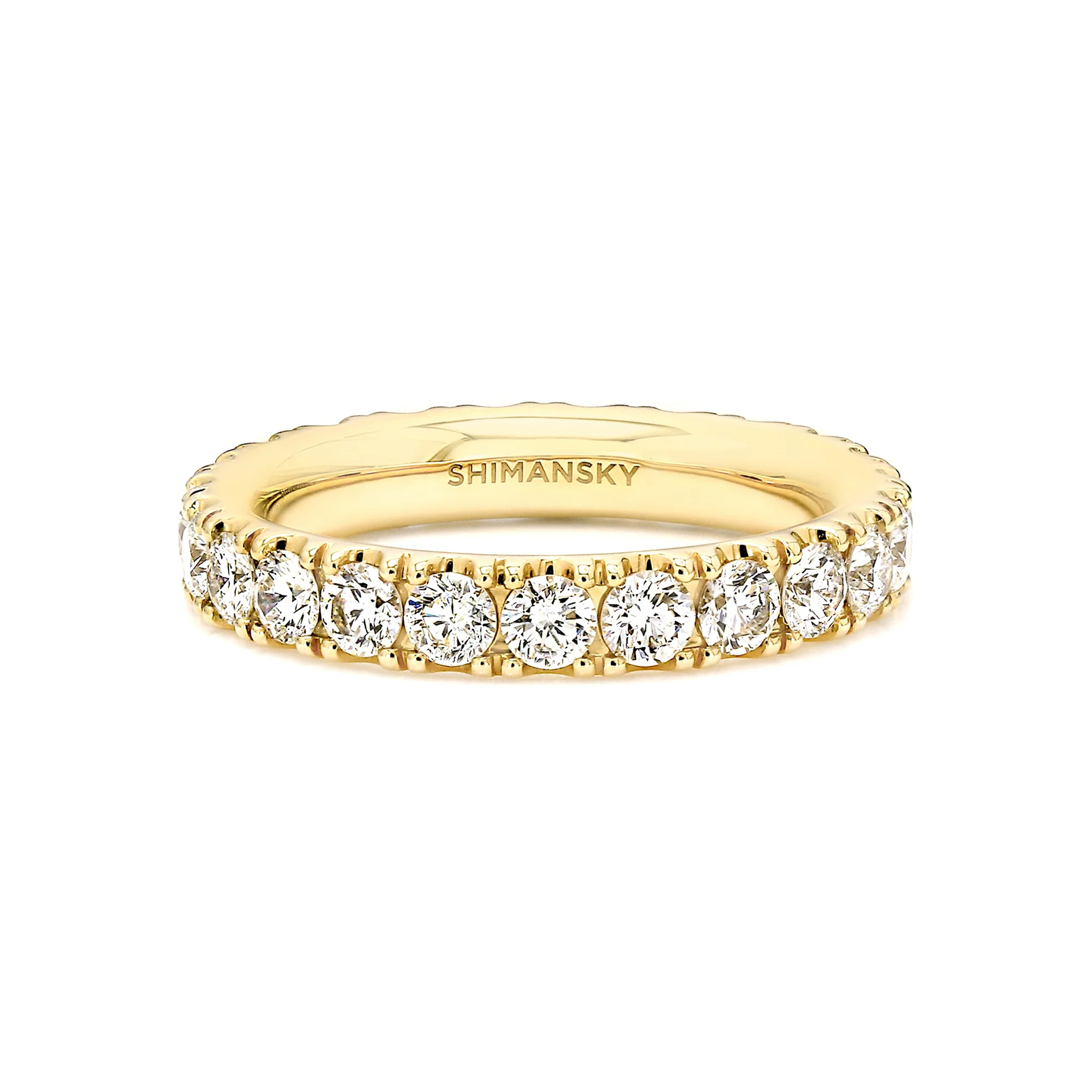 Shimansky 2ct Micro Prong Eternity Ring in 18K Yellow Gold Front View
