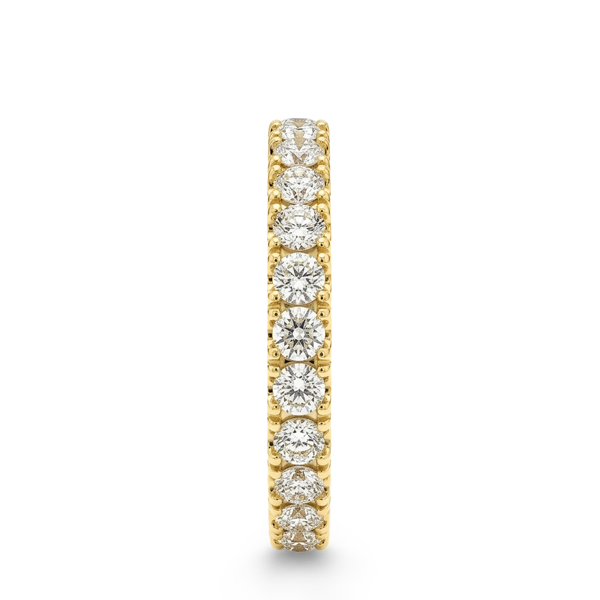Shimansky 2ct Micro Prong Eternity Ring in 18K Yellow Gold Profile View