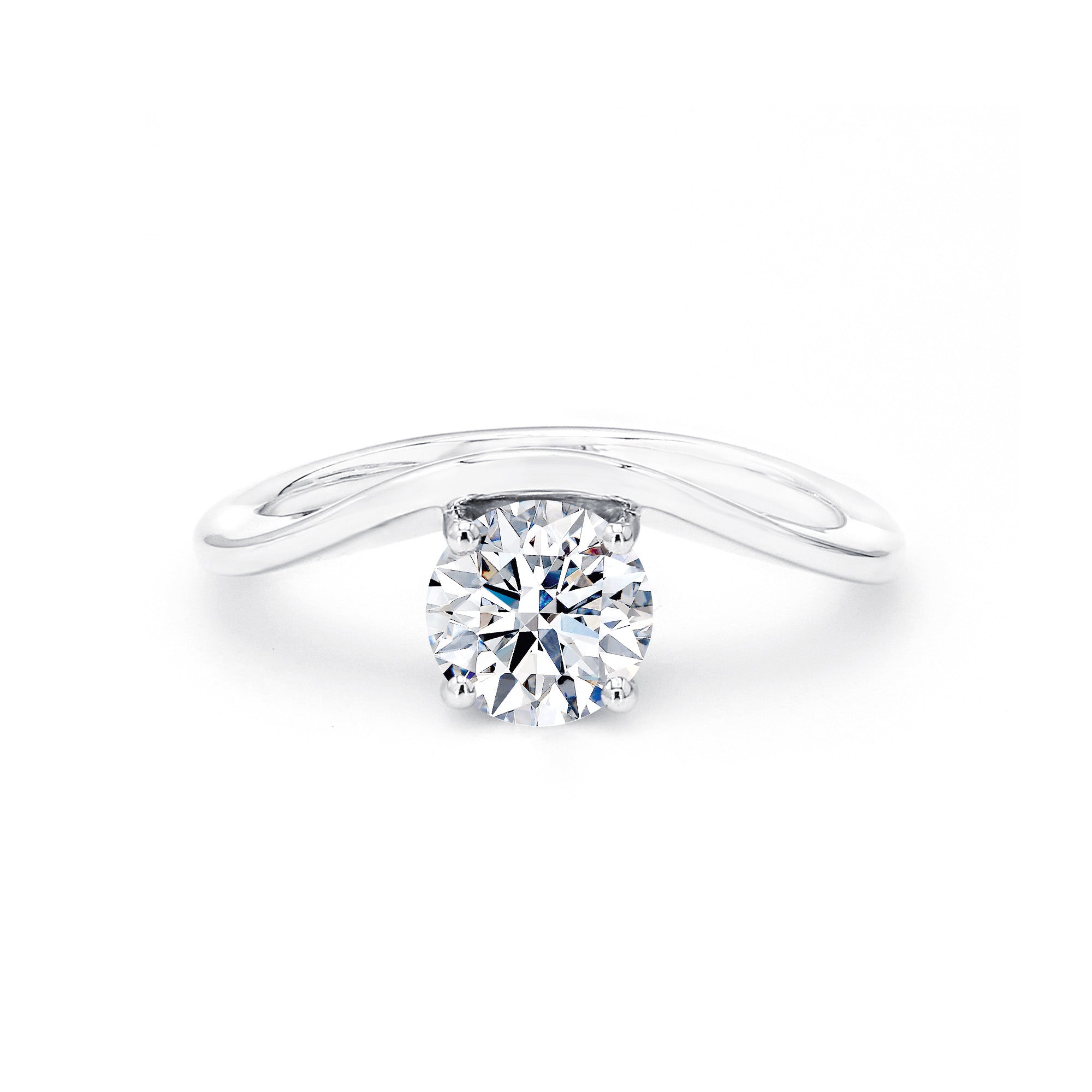 Shimansky 1.1 TCW Silhoutte Eight Hearts Engagement Ring in 18K White Gold Front View