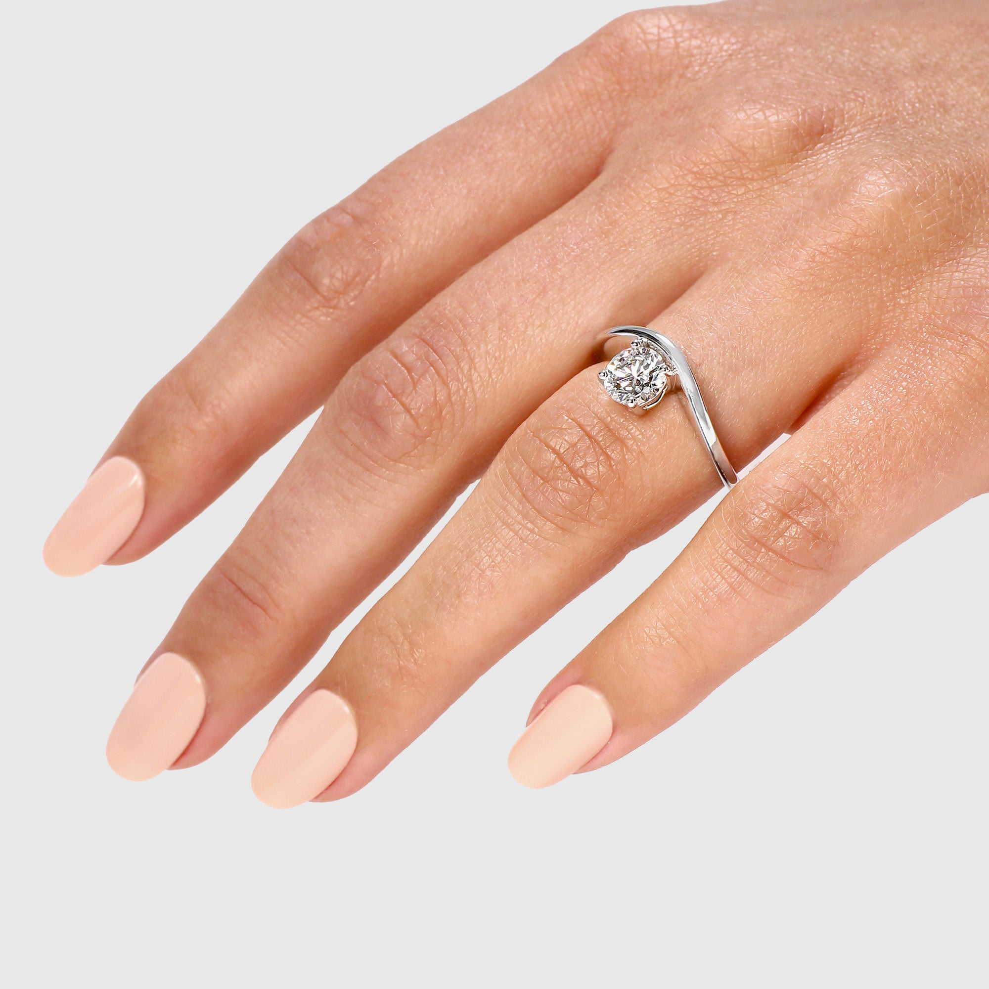 Shimansky 1.1 TCW Silhoutte Eight Hearts Engagement Ring in 18K White Gold Model View