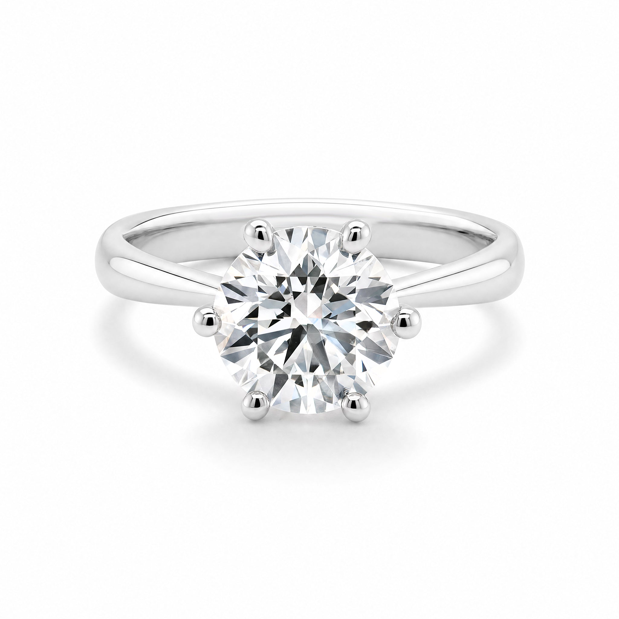 Shimansky 2.2 TCW Round Brilliant Diamond 6 Prong Ring in Platinum - Front View