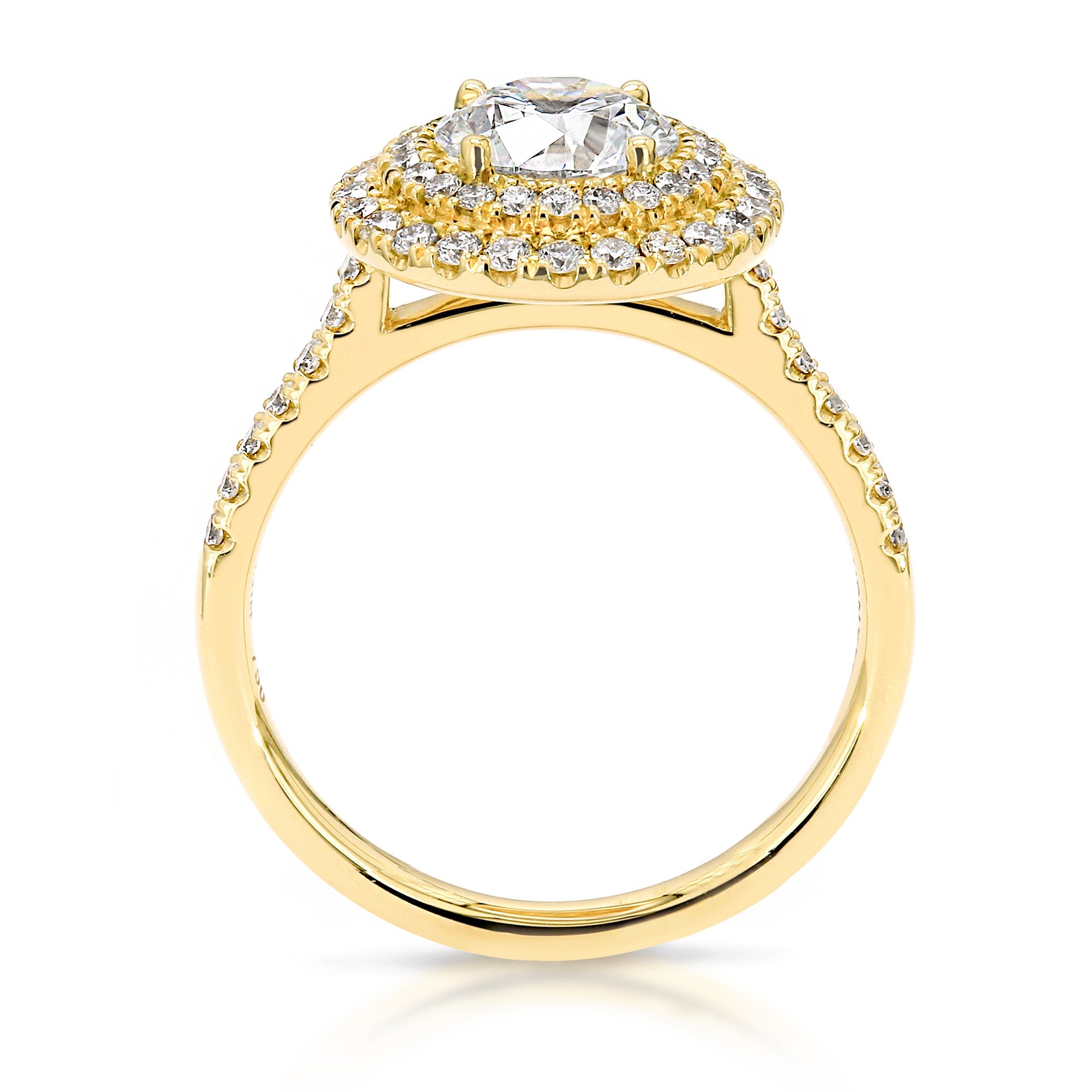 Shimansky 1.5 TCW Double Halo Microset Eight Hearts Ring in 18K Gold Side View