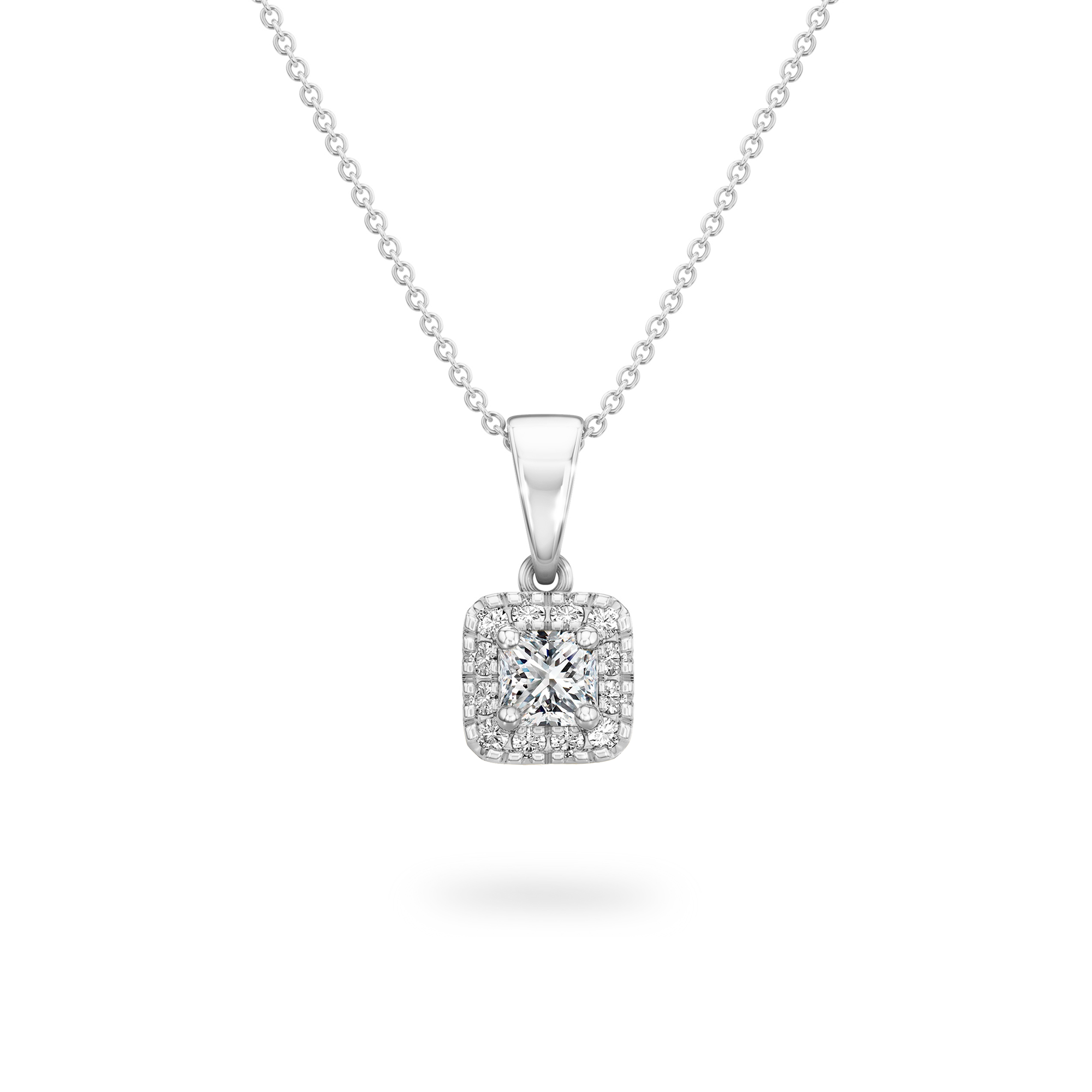 Shimansky - My Girl Diamond Halo Pendant 0.30 Carat Crafted in 18K White Gold Front View