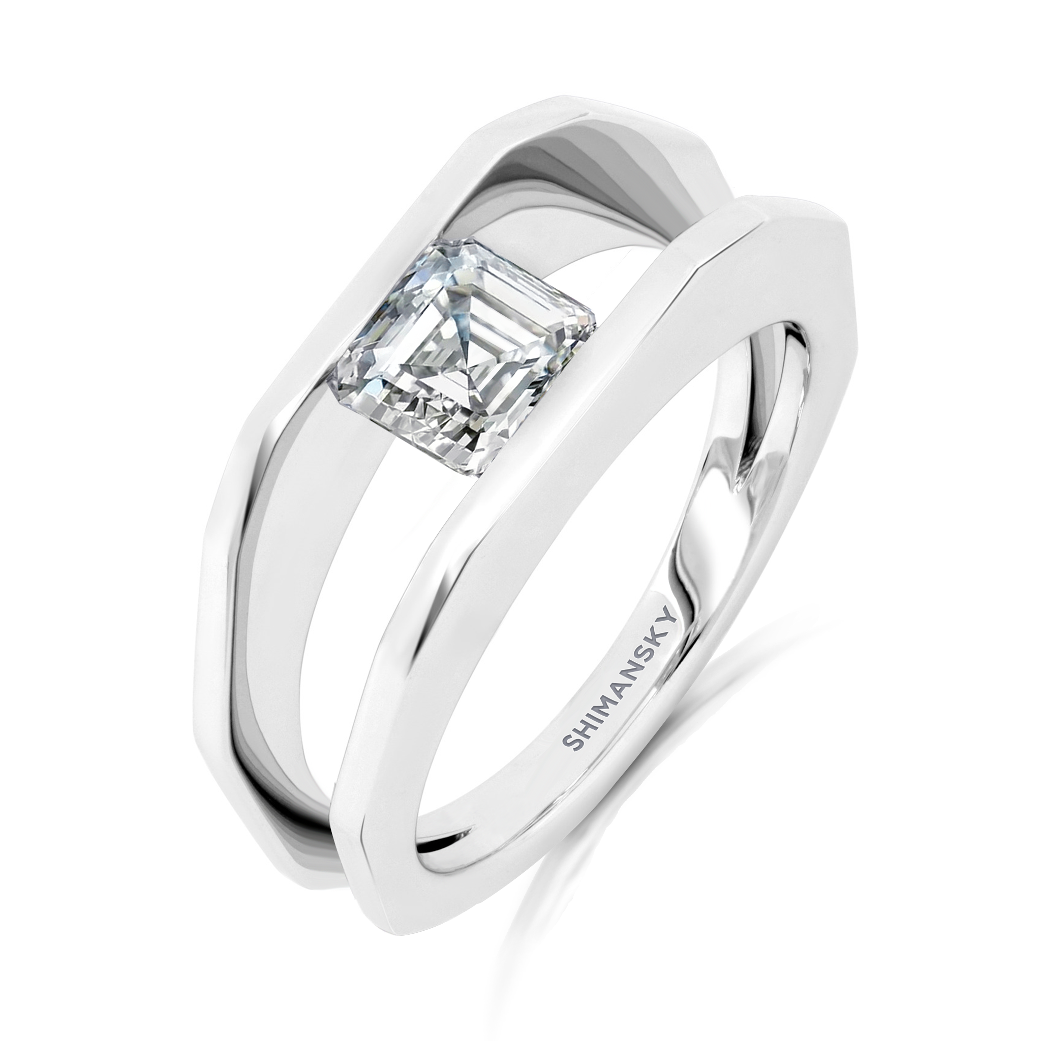 Shimansky 1ct Millennium Iconic Diamond Engagement Ring Platinum 3D View