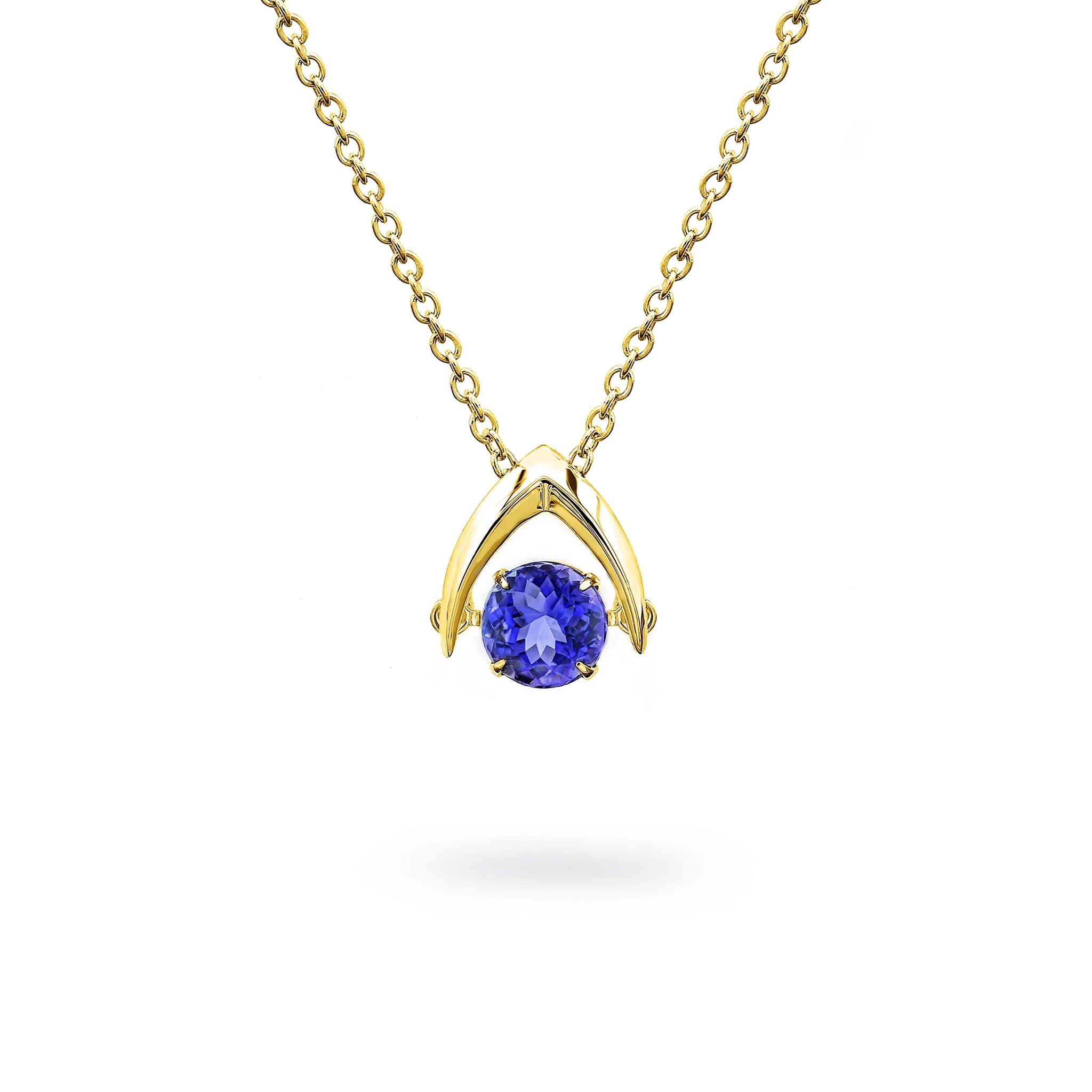 Shimansky 0.6ct Dancing Tanzanite Pendant 14K Yellow Gold Front View