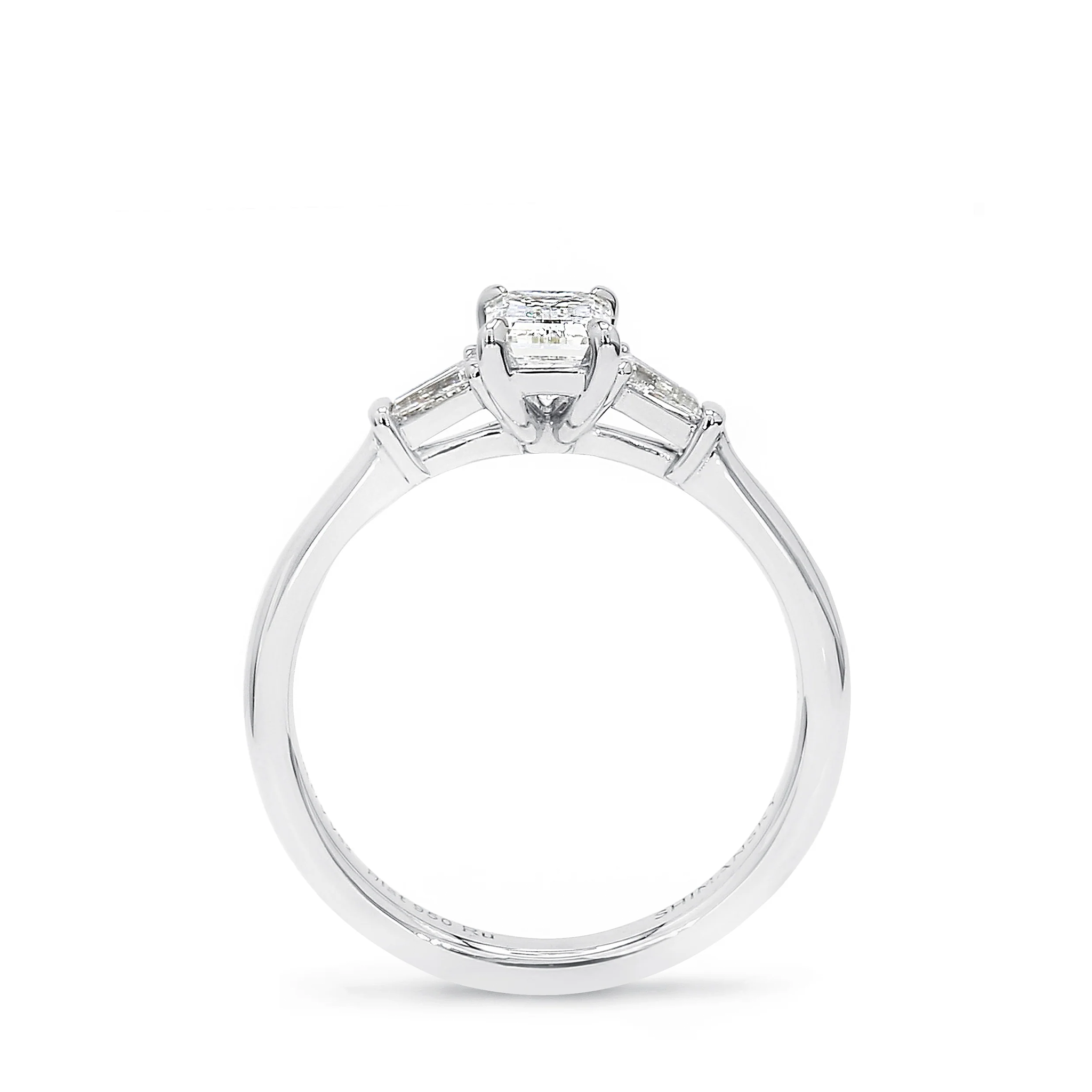 Shimansky Emerald-Cut Diamond Dahlia Engagement Ring Platinum Side View