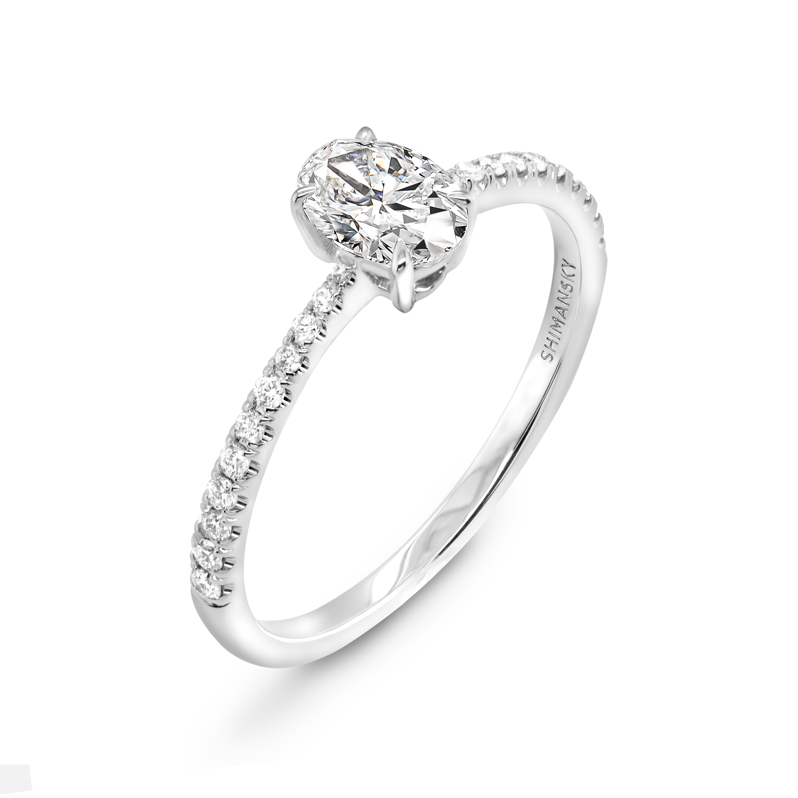 Oval Diamond Microset Engagement Ring - Shimansky Jewelry