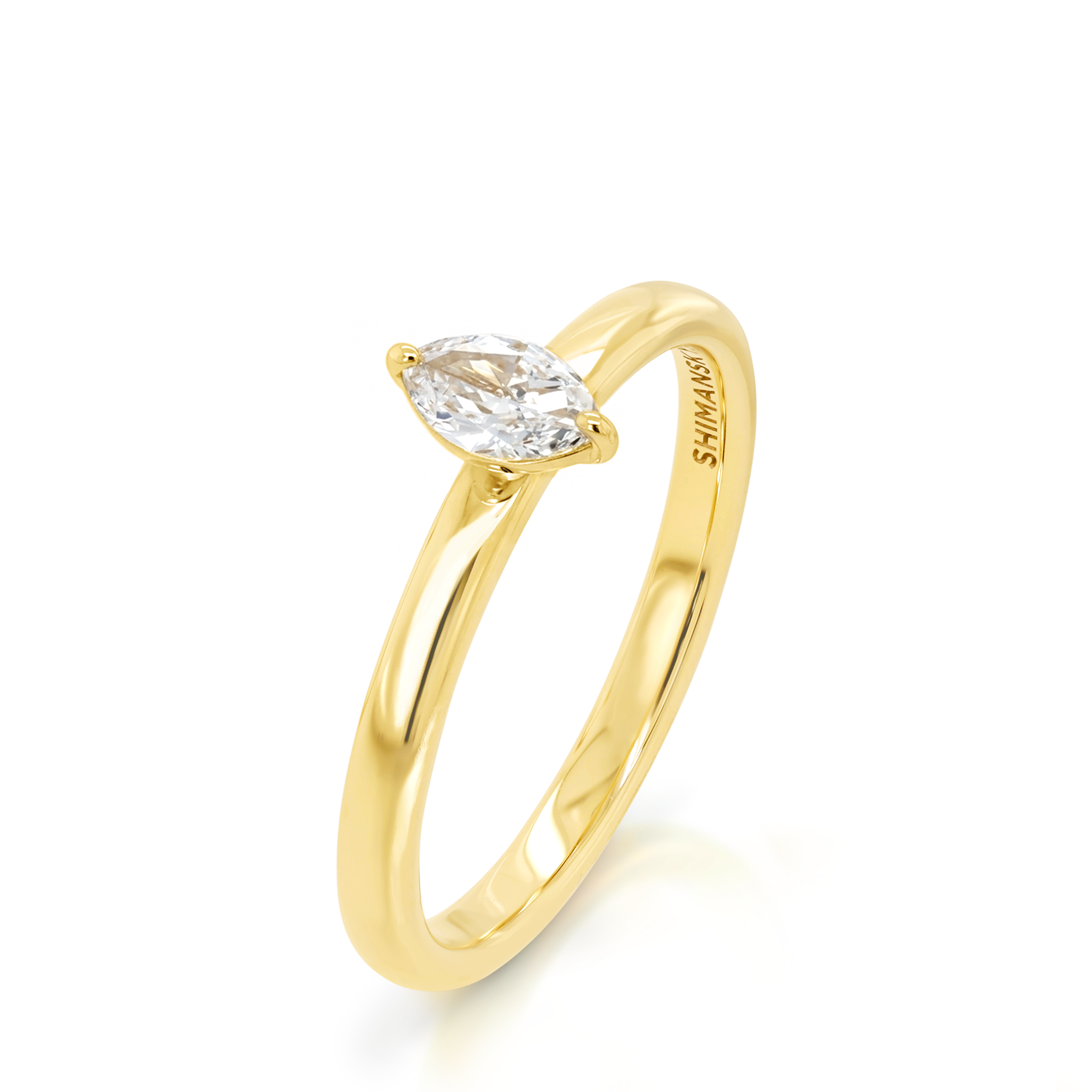 Shimansky 0.2ct Marquise Solitaire Diamond Ring in 18K Yellow Gold 3D View #card-first