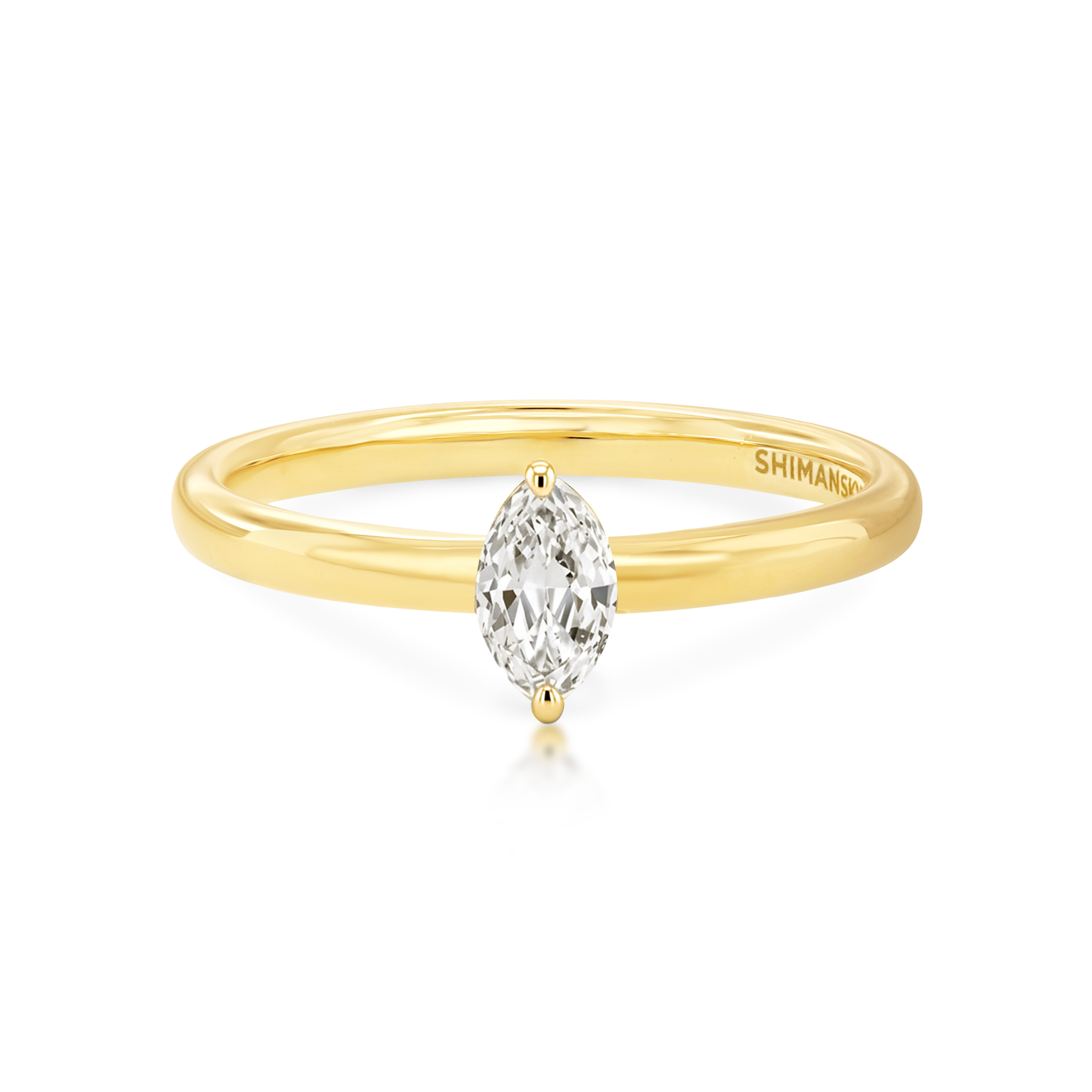 Shimansky 0.2ct Marquise Solitaire Diamond Ring in 18K Yellow Gold Front View