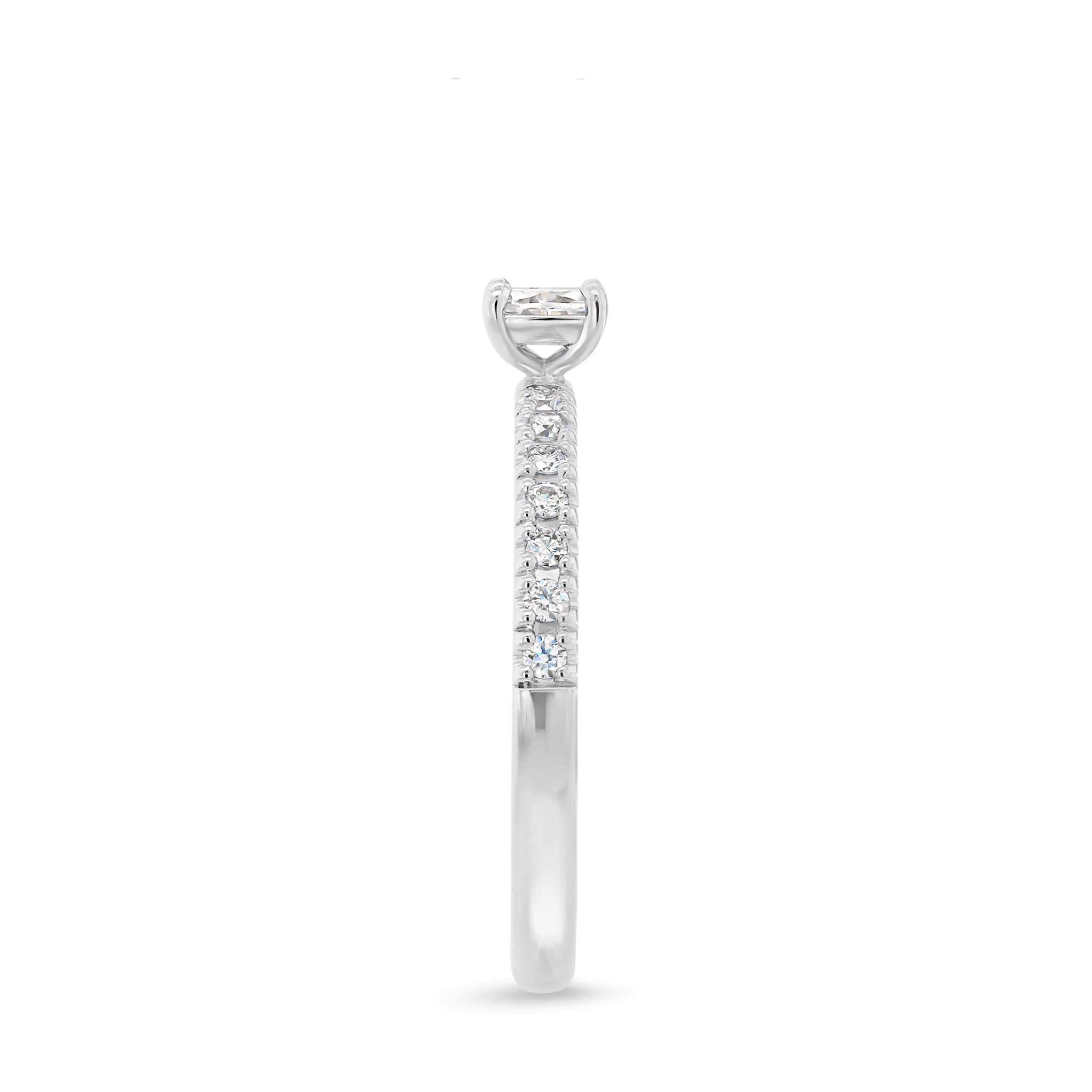 Shimansky 0.15ct Oval Microset Diamond Ring in 18K White Gold Profile View