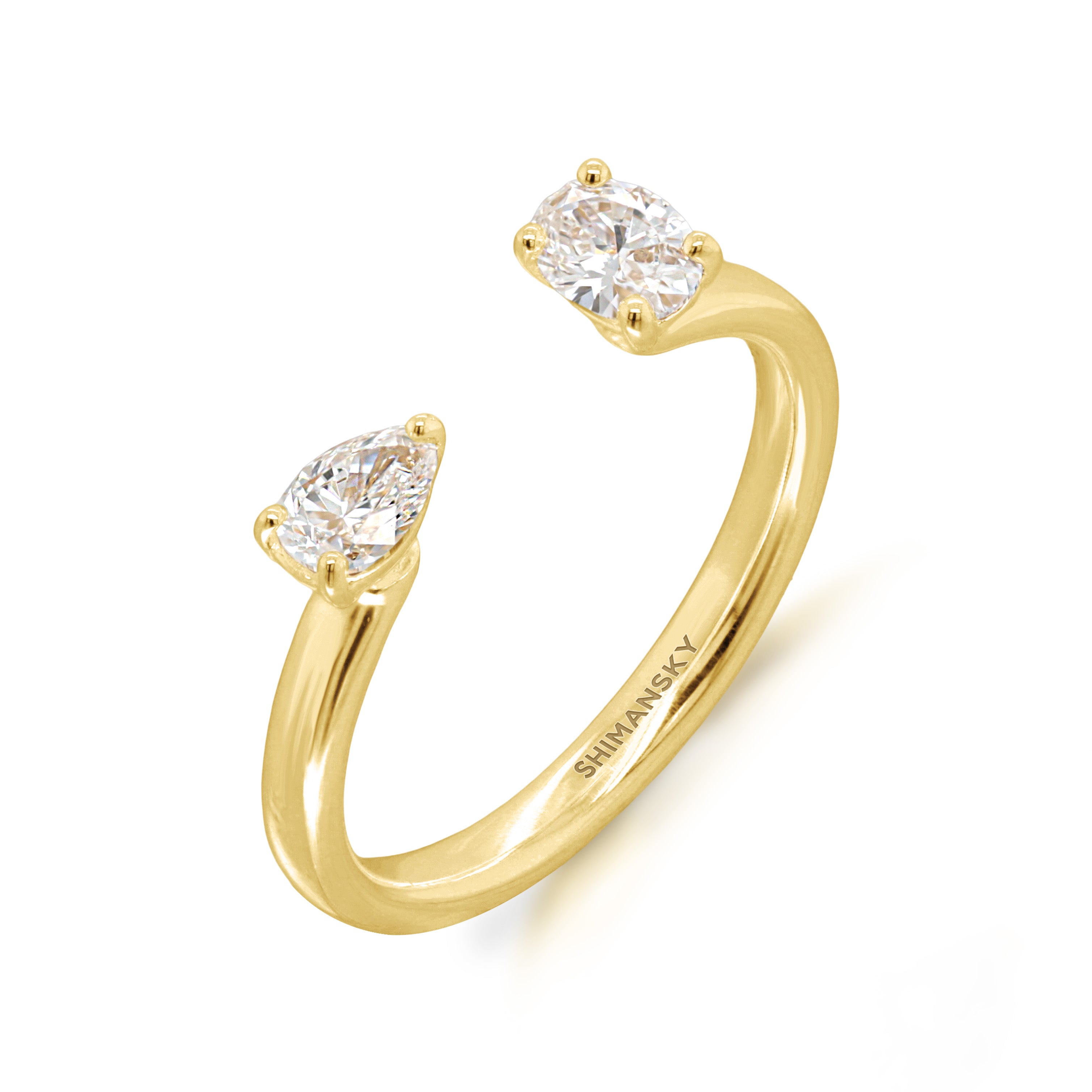 Shimansky 0.4 TCW Open Solitaire Dress Ring in 14K Yellow Gold 3D View